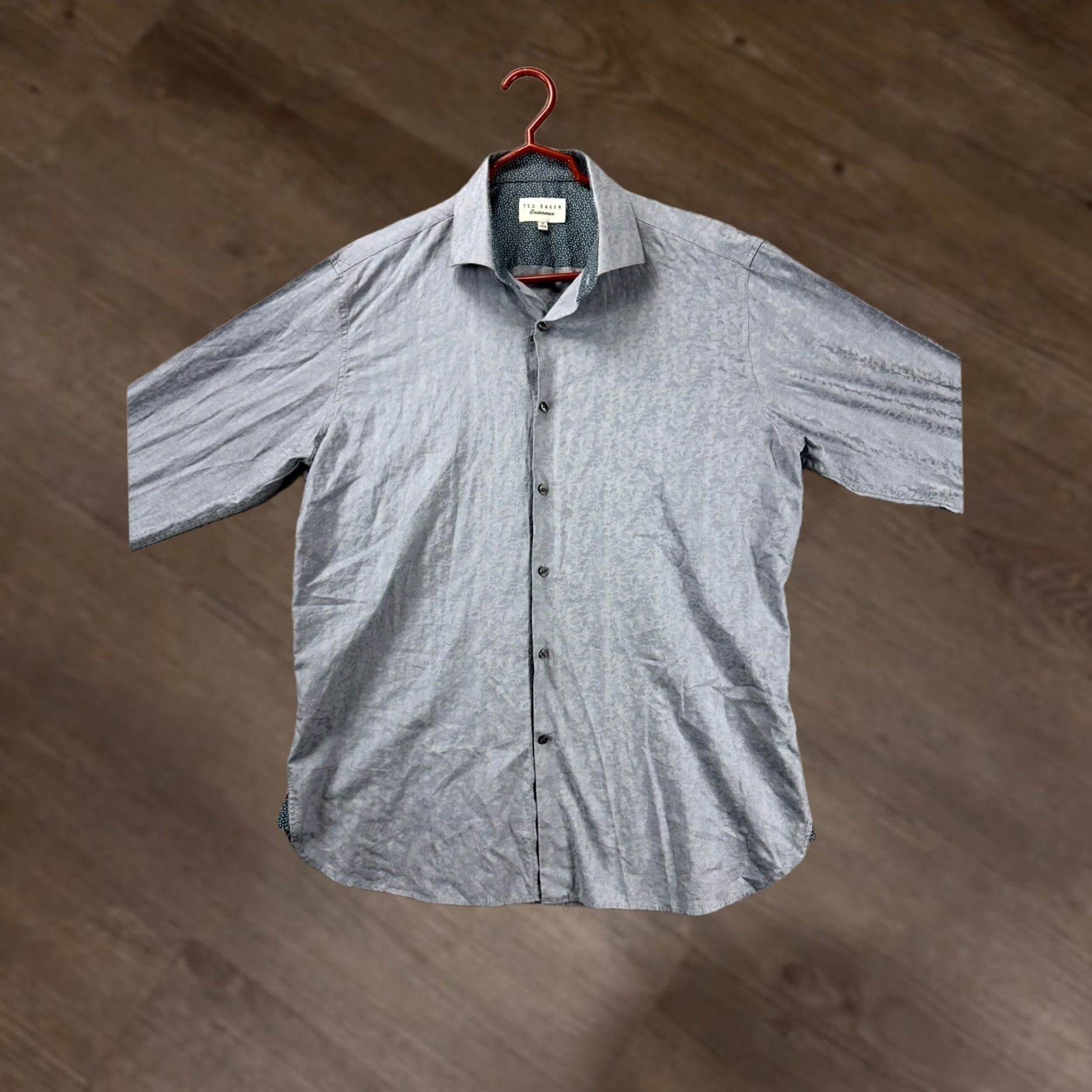 Ted Baker Ted Baker Dress Shirt Men 17 34-35 Endurance Grey Button Up Long Sleeve Mens Size 46R - 1 Thumbnail