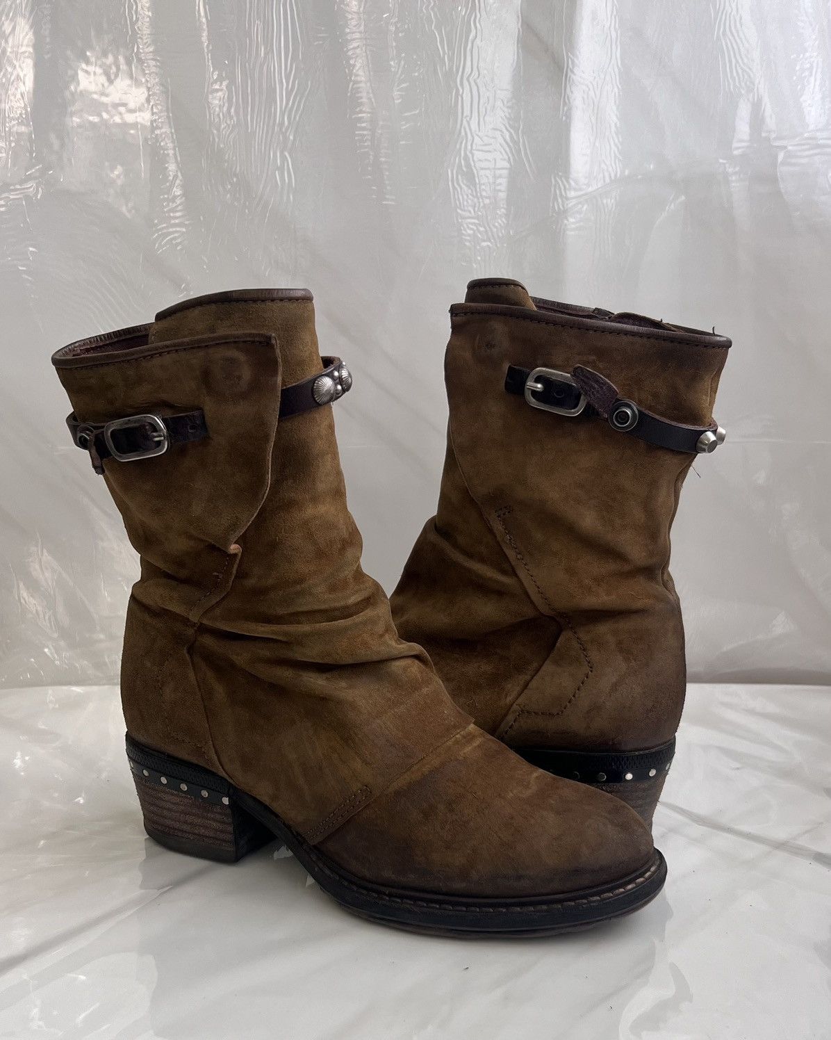 A.S.98 As 98 Airstep Zipper Boho Biker Green distressed boot Size US 8 / IT 38 - 13 Thumbnail