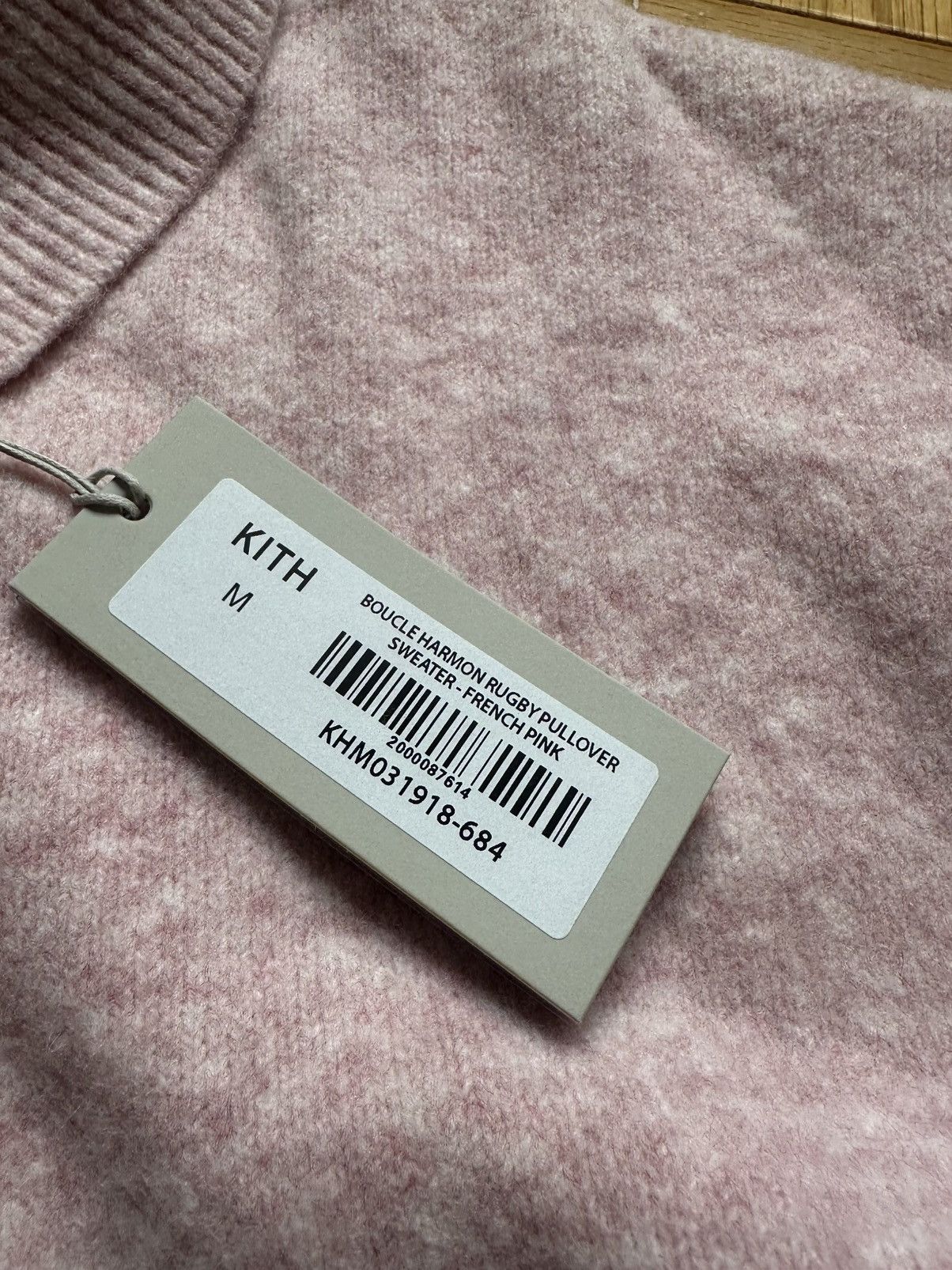 Kith BOUCLE HARMON RUGBY PULLOVER SWEATER (FRENCH PINK), SZ MED Size US M / EU 48-50 / 2 - 5 Thumbnail