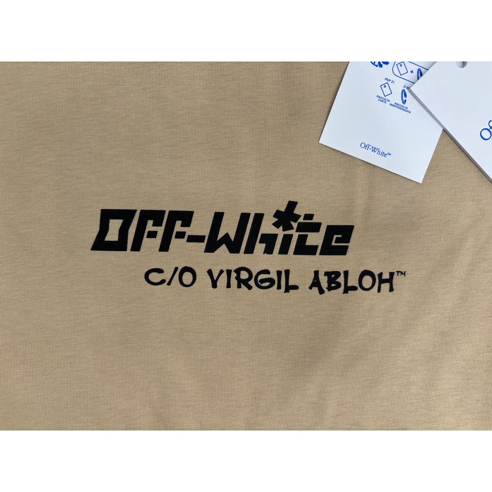 Off-White OFF-WHITE "Cryst Croco Logo" Slim Fit Beige T-Shirt Size XXL Size US XXL / EU 58 / 5 - 2 Thumbnail