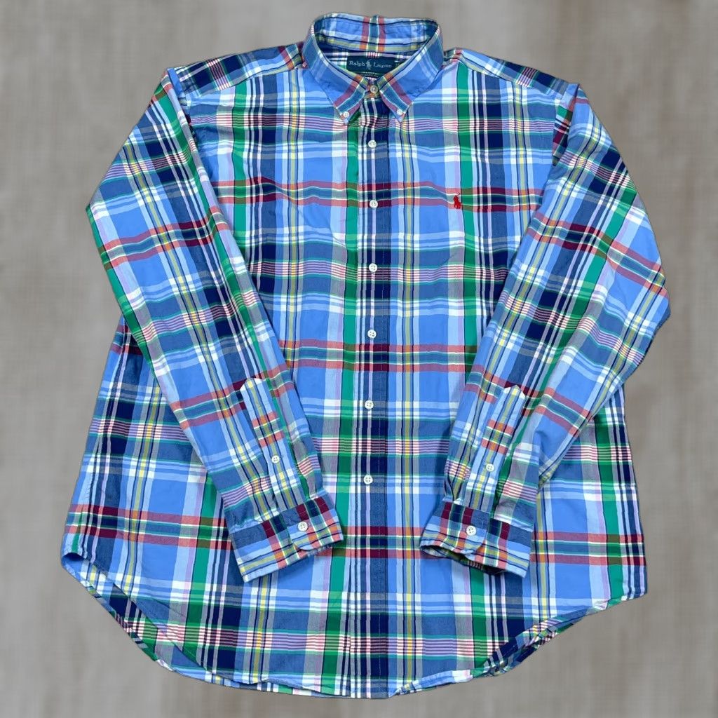 Ralph Lauren Ralph Lauren Shirt Men XL Classic Fit Blue Red Tartan Plaid Button Up Poplin Size US XL / EU 56 / 4 - 1 Thumbnail