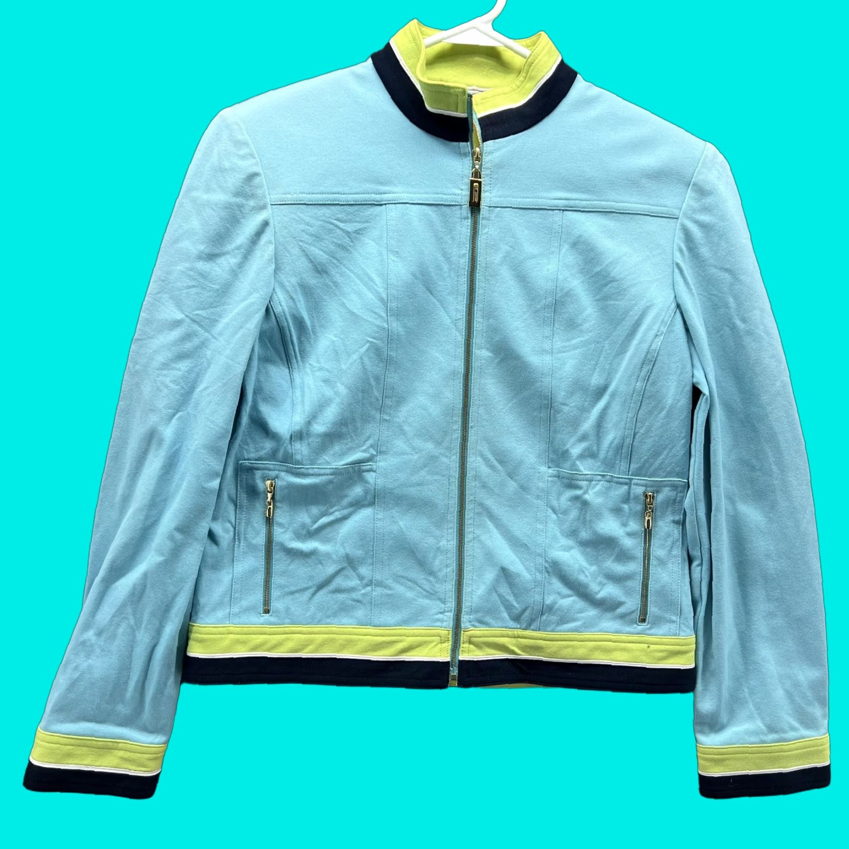 Vintage St John Jacket Women S Small Blue Green Full Zip Logo Sports All Seasons Size S / US 4 / IT 40 - 1 Thumbnail