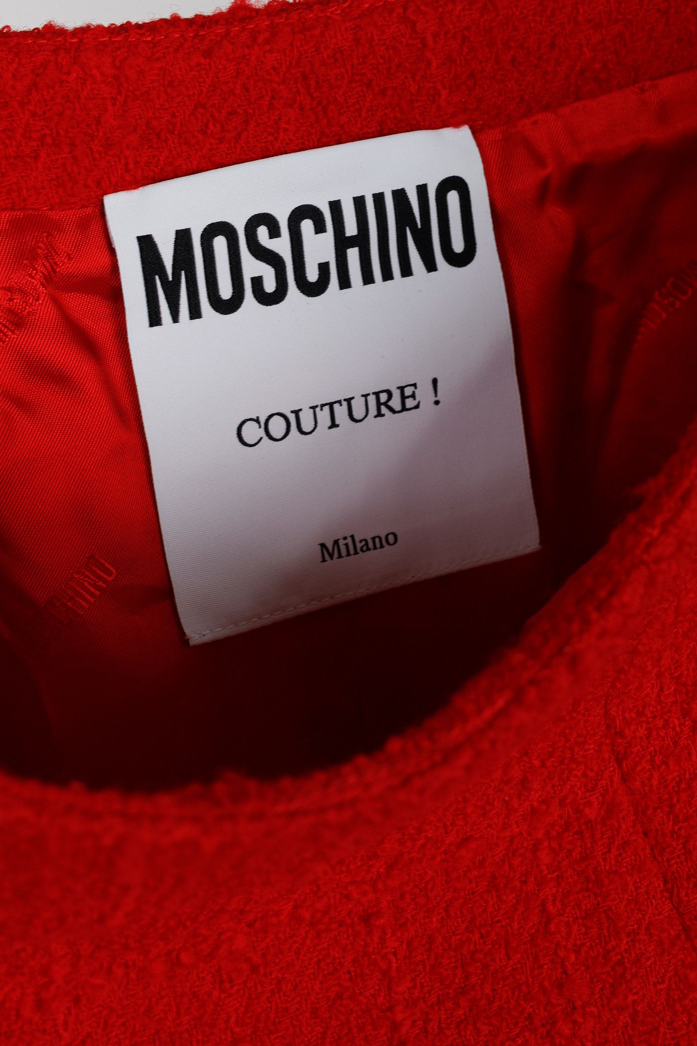 Moschino Moschino PF/21 Red Tweed Leopard-Faux-Fur-Hem Pencil Skirt Size 30" / US 8 / IT 44 - 8 Thumbnail