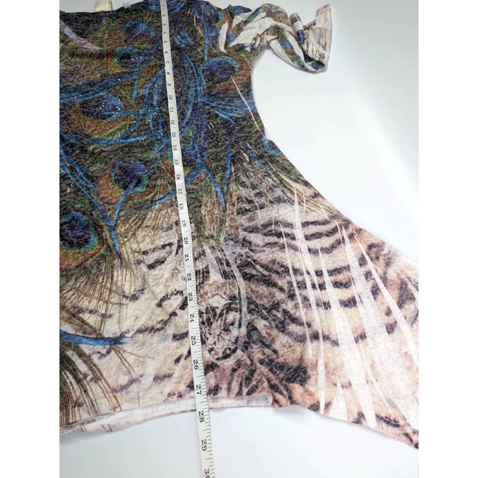 Vintage Jess and Jane Top Womens Small Peacock Abstract Rhinestone Boho Artsy 3/4 Sleeve Size S / US 4 / IT 40 - 4 Thumbnail