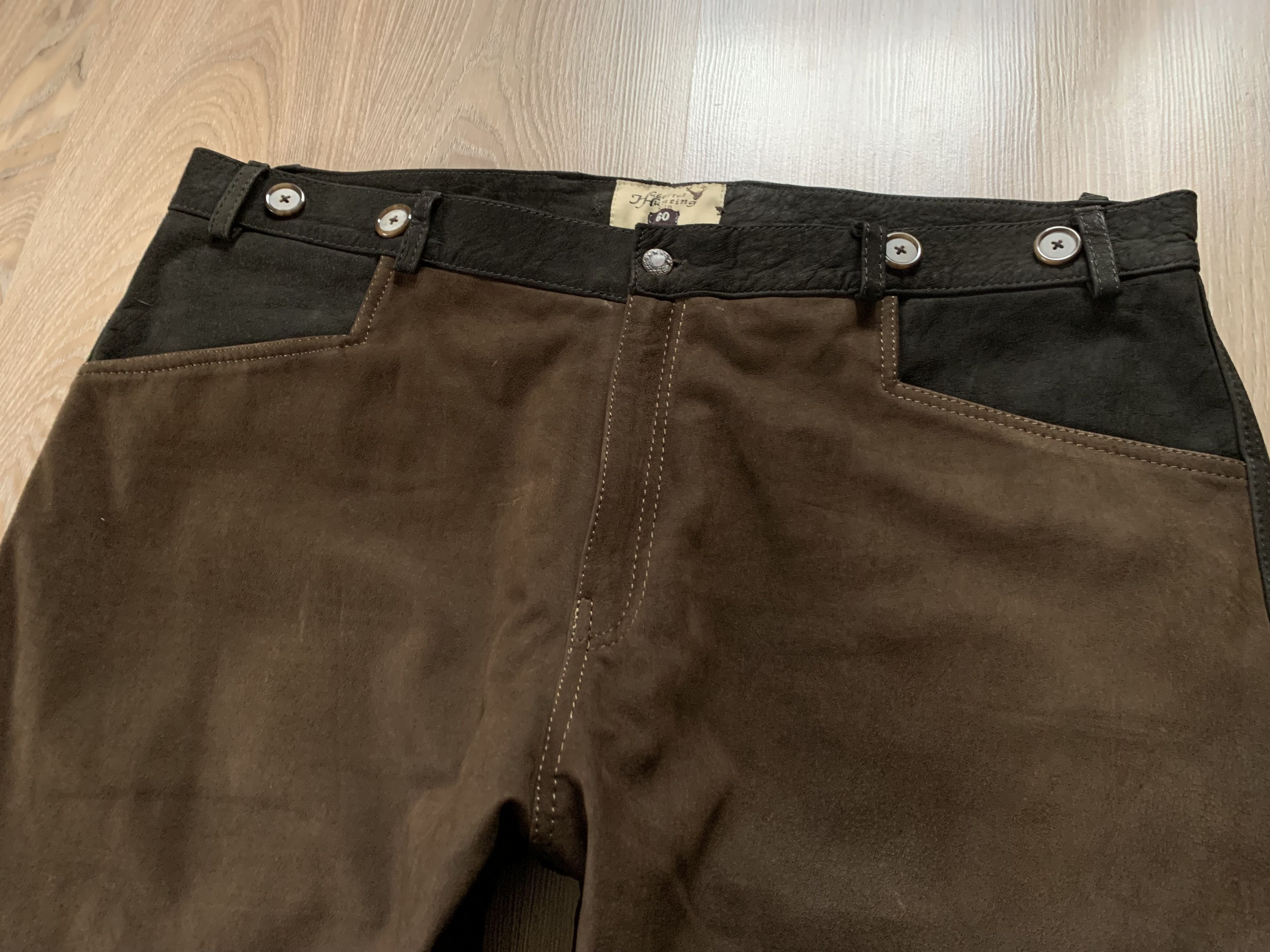 Hunter Vintage Hubertus Hunting Heavy Leather Trousers Pant Size US 44 / EU 60 - 4 Thumbnail