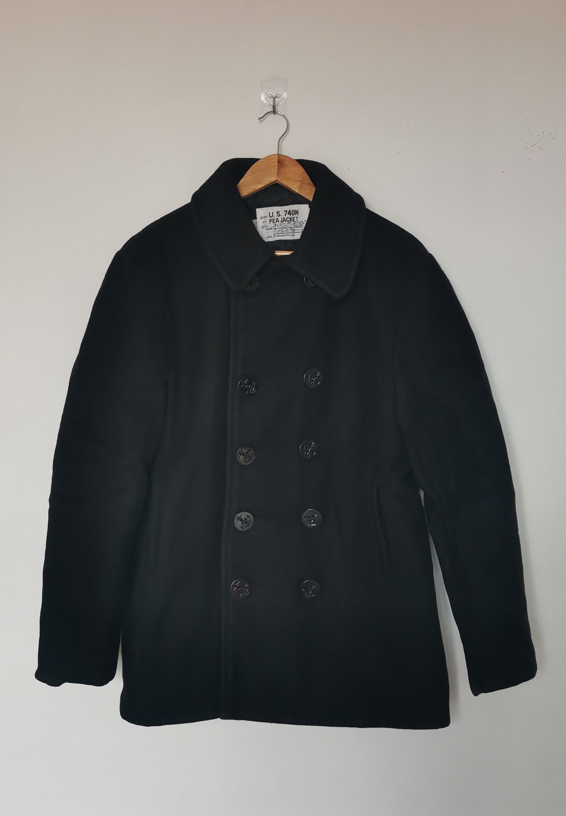 Schott × Vintage Vintage Schott US 740N black wool pea coat jacket size 42 Size US M / EU 48-50 / 2 - 1 Thumbnail