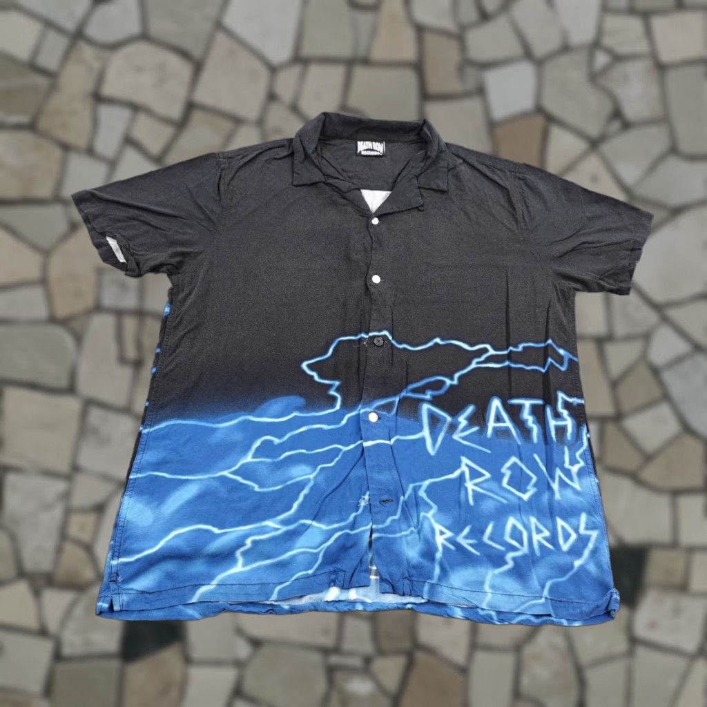 Vintage VINTAGE Death Row Records Shirt Mens Black Blue Button Up Lightning Graphic Hip Hop Camp Size US L / EU 52-54 / 3 - 1 Thumbnail