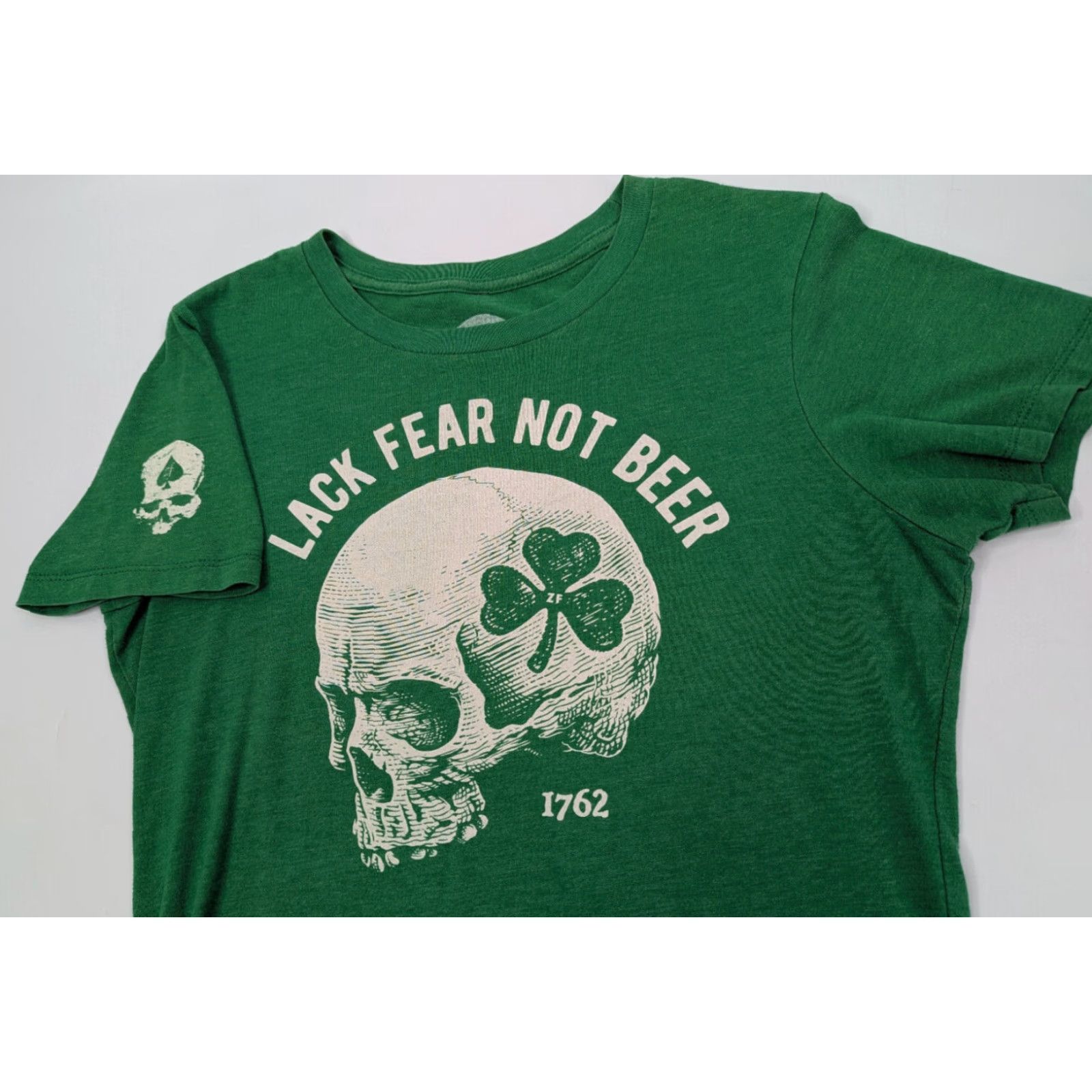 Vintage Wash With Souls Women’s Large Tee Shirt Green Skull Logo Crew Neck T-Shirt Basic Size L / US 10 / IT 46 - 2 Thumbnail