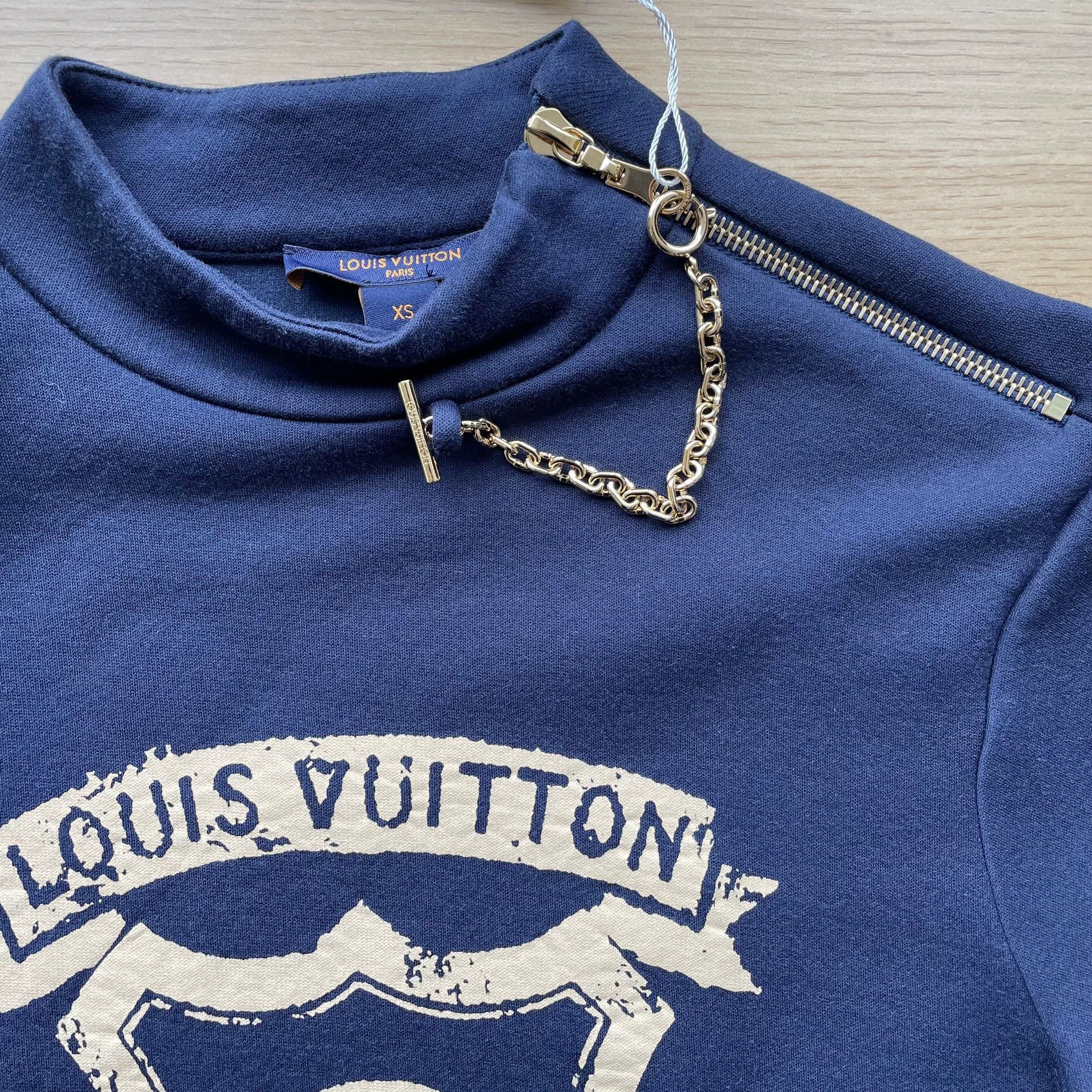 Louis Vuitton LV 99 New Turtleneck Logo Print Short Sleeve Blue XS Dress Size XS / US 0-2 / IT 36-38 - 4 Thumbnail