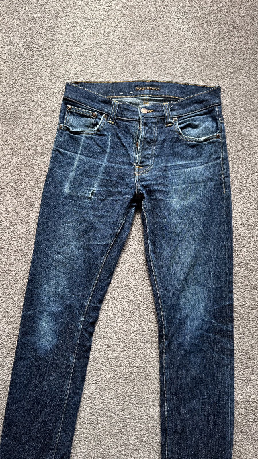 Japanese Brand Y2K Nudie Ripped Wash Faded Skinny Slim Jean LGB Travis vibe Size US 31 - 2 Thumbnail