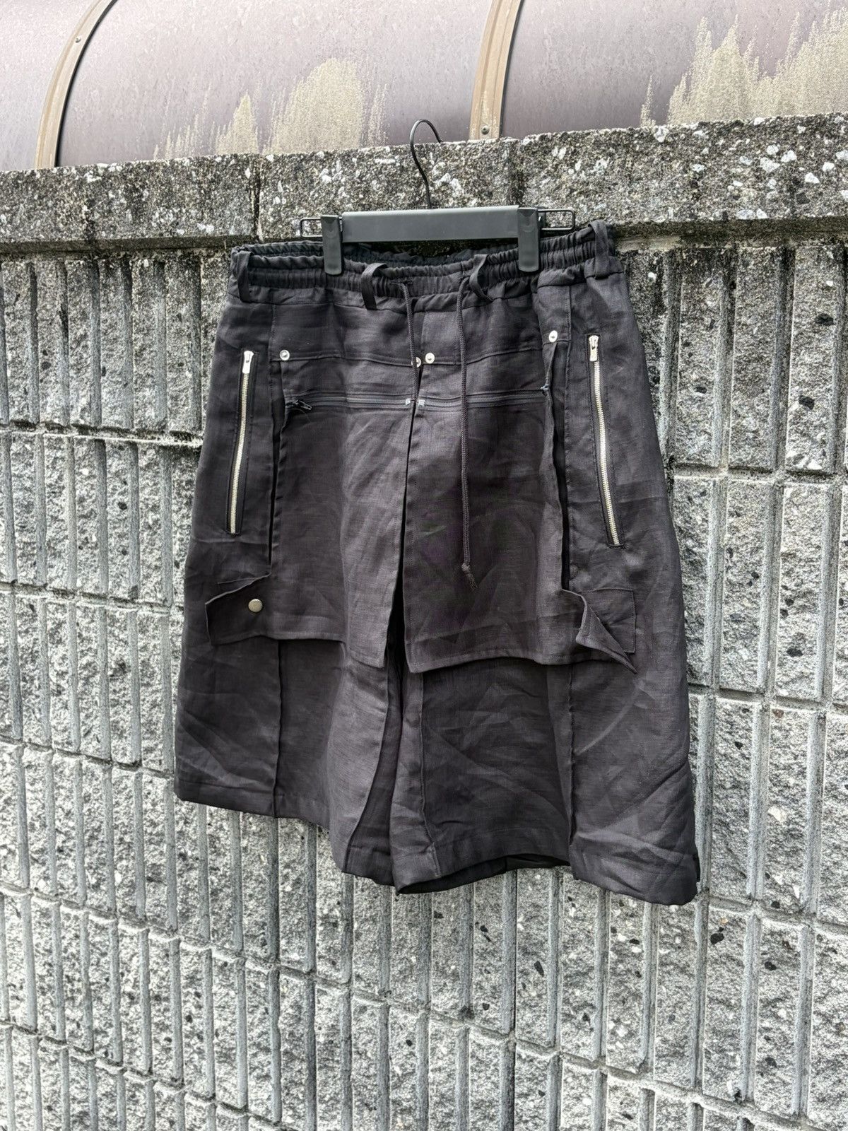 Japanese Brand MYMINESIGN "CUBIK" 3D Geometric Linen Cropped Pants / Shorts Size US 32 / EU 48 - 3 Thumbnail