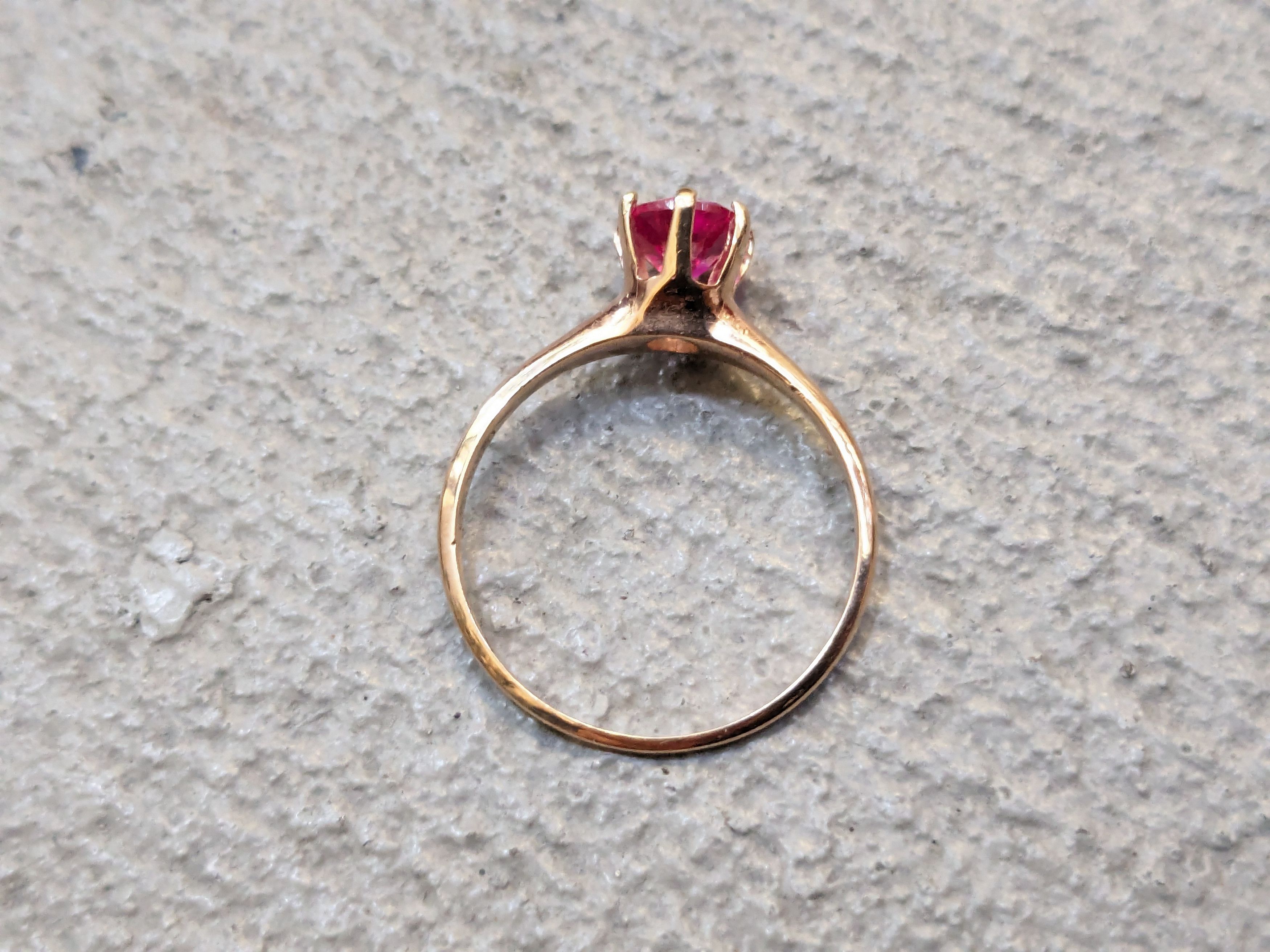 Jewelry 10k Yellow Gold Ring Lab Red Ruby Size 7 Princess Cut Size ONE SIZE - 6 Thumbnail