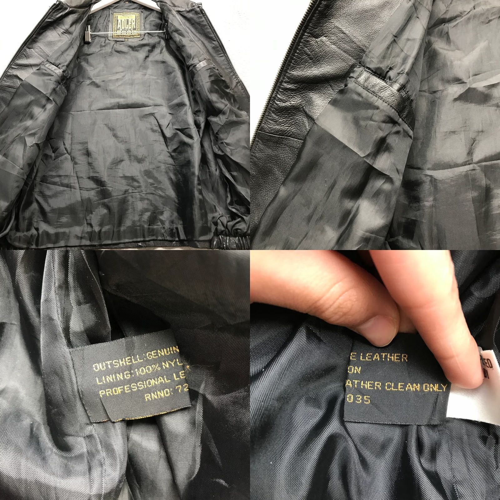 Vintage VINTAGE Adler Authentic Genuine Leather Lined Bomber Flight Aviator Jacket XL Men Black Full Zip Pockets Size US XL / EU 56 / 4 - 8 Thumbnail