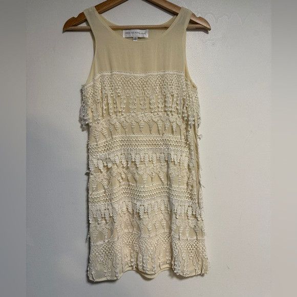 Dress the Population Dress The Population Cream Lace Fringe Shift Dress – Size XS Size XS / US 0-2 / IT 36-38 - 2 Thumbnail