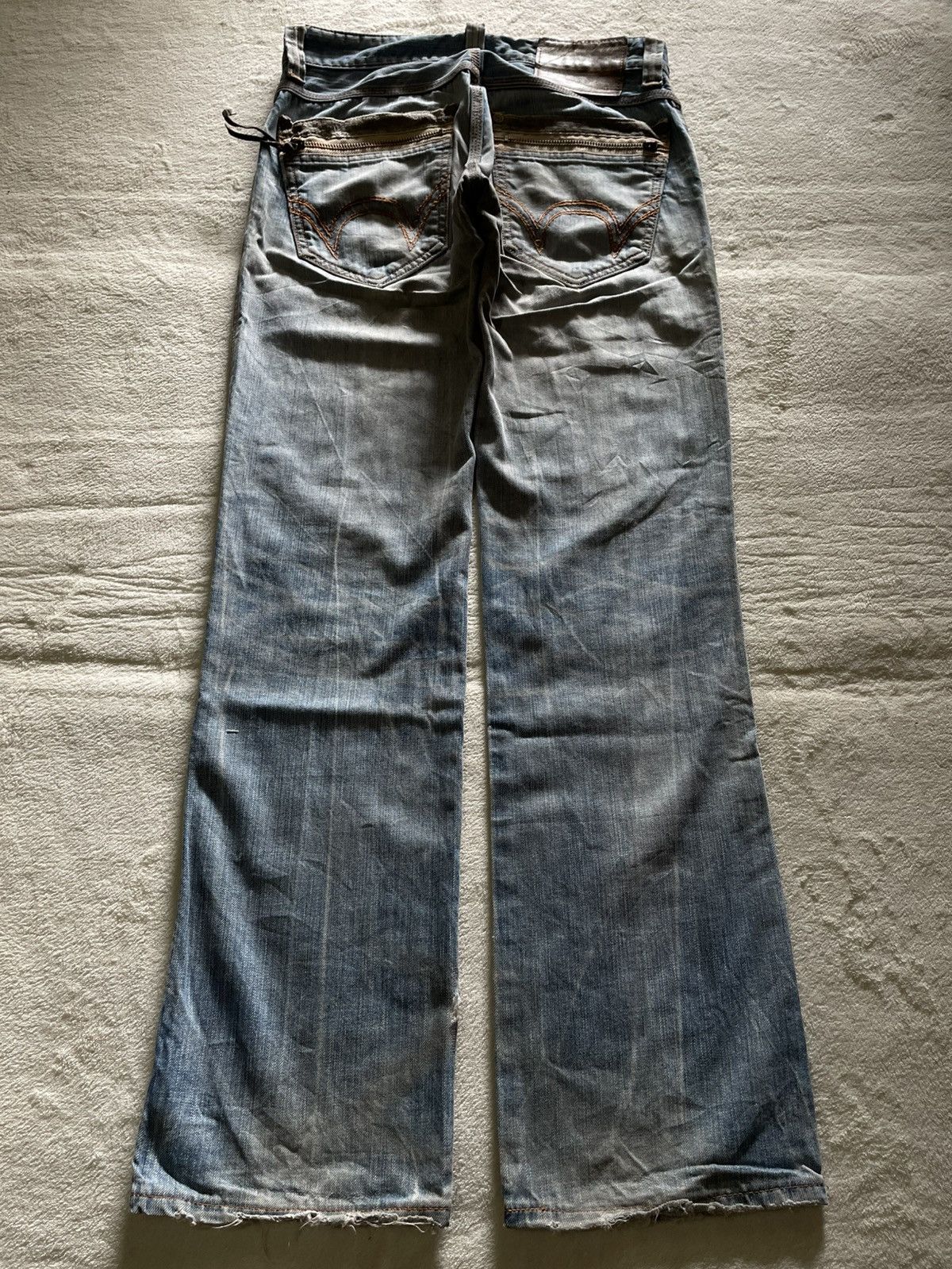 Edwin Vintage Edwin Boot Cut Mudwash Faded Distress Denim Jeans Size US 32 / EU 48 - 10 Thumbnail