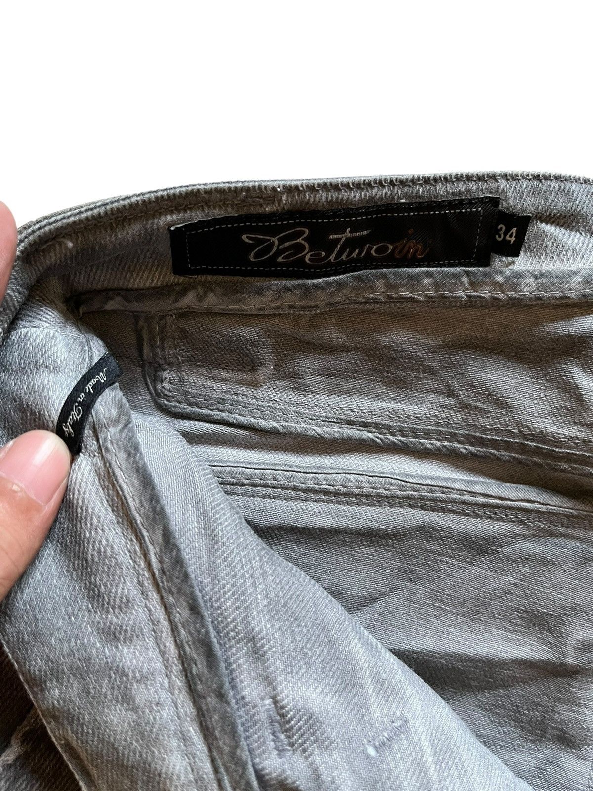 Other Vintage Italian Brand Two Tone Distressed Fatigue Jeans Size US 33 - 3 Thumbnail