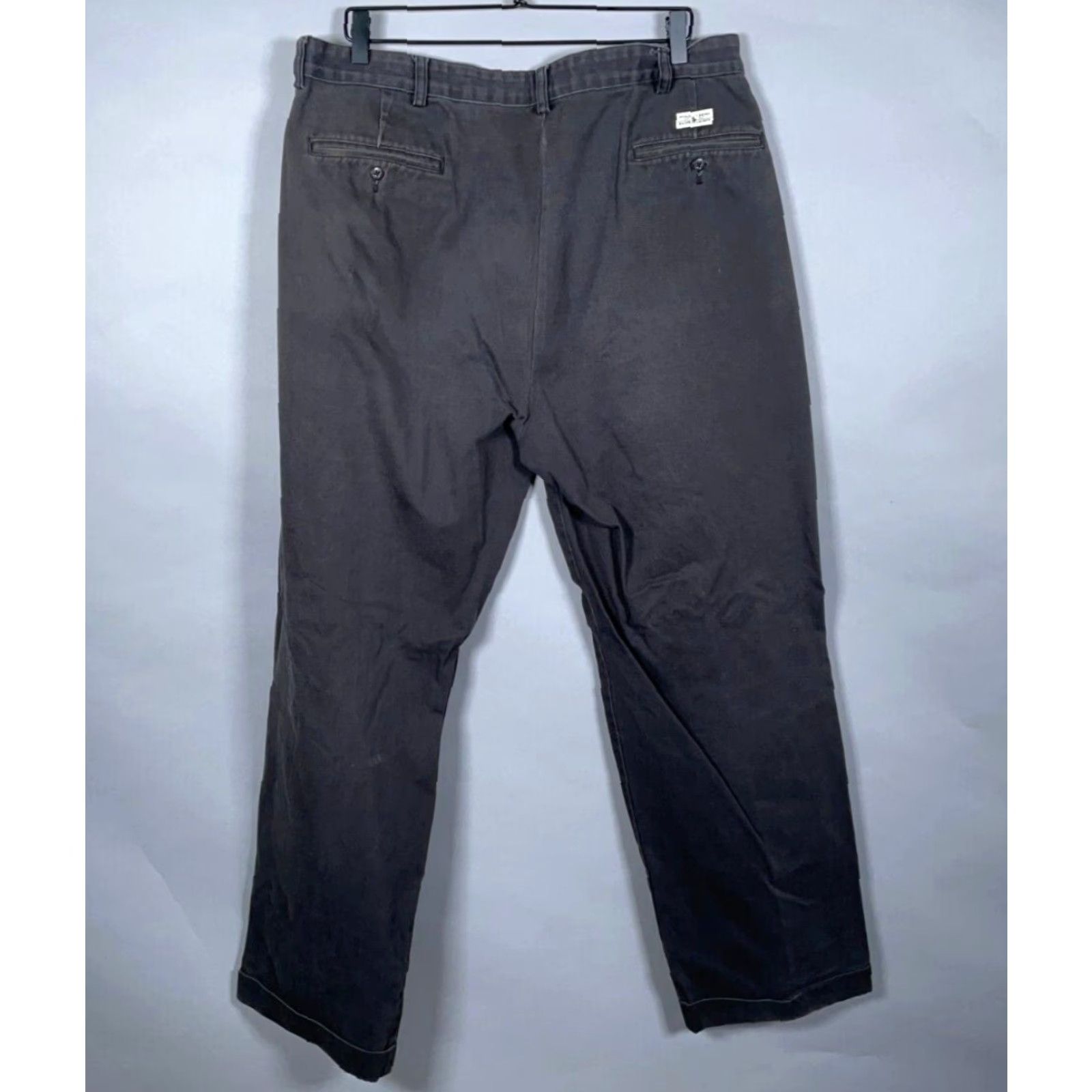 Polo Ralph Lauren VINTAGE Polo Ralph Lauren Chino Pants Men’s 38 x 32 Regular Fit Pleated Cuffed Black Cotton Preppy Size US M / EU 48-50 / 2 - 2 Thumbnail