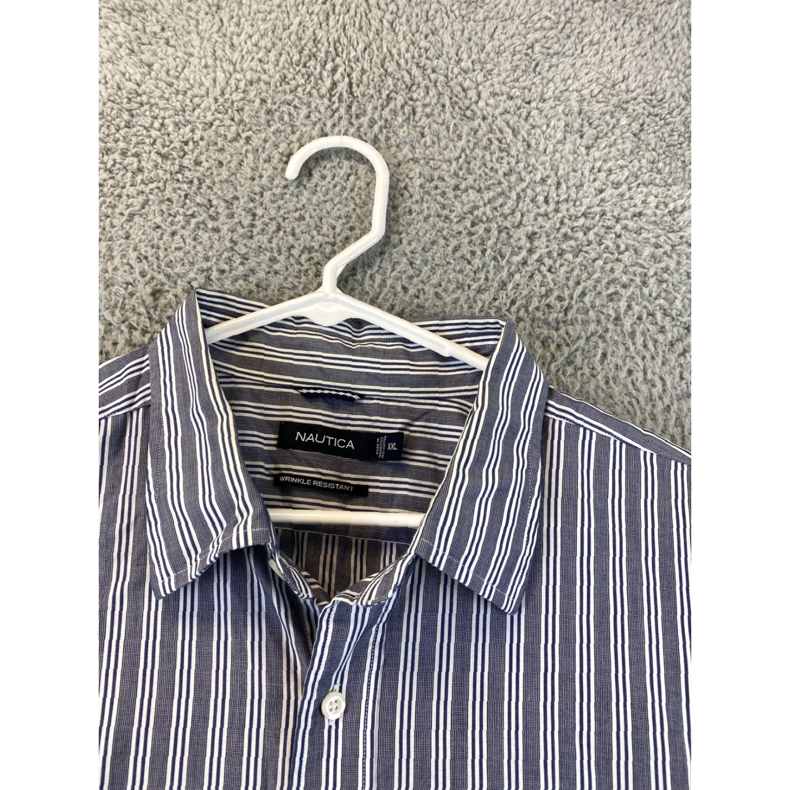 Nautica NAUTICA Men's Long Sleeve Striped Button-Up Shirt 2XL Blue Regular Fit 100% Cotton Model 75-37 Size US XXL / EU 58 / 5 - 4 Thumbnail