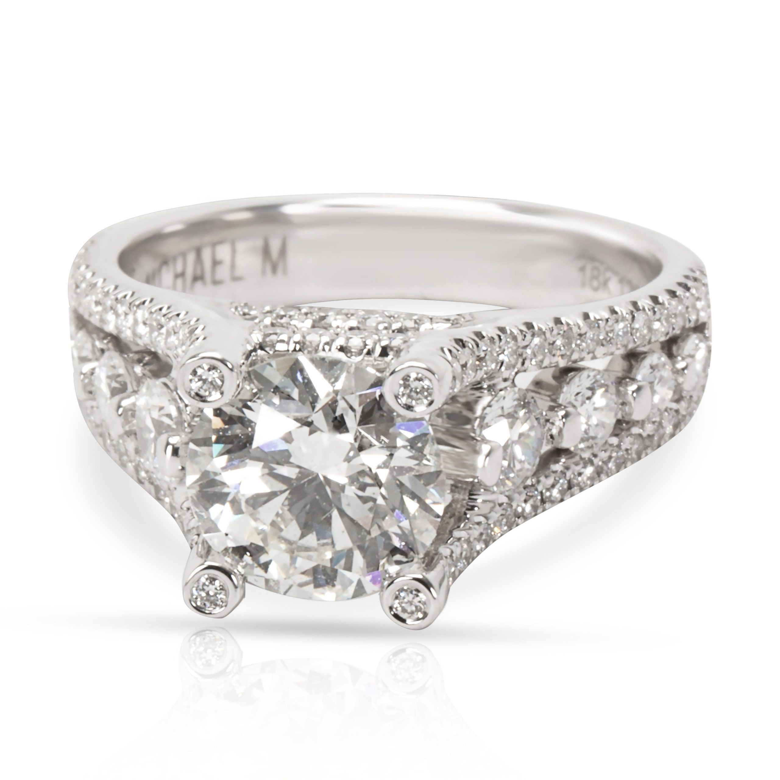 Michael M Diamond Engagement Ring in 18K Gold IGI Certified H-I