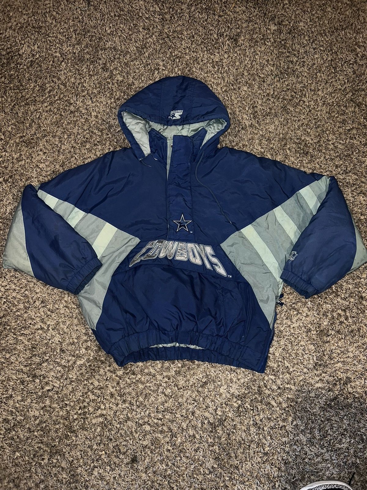 90s Starter NFL Dallas Cowboys 1/4 Zip Padded Coat (XL) – Stocked