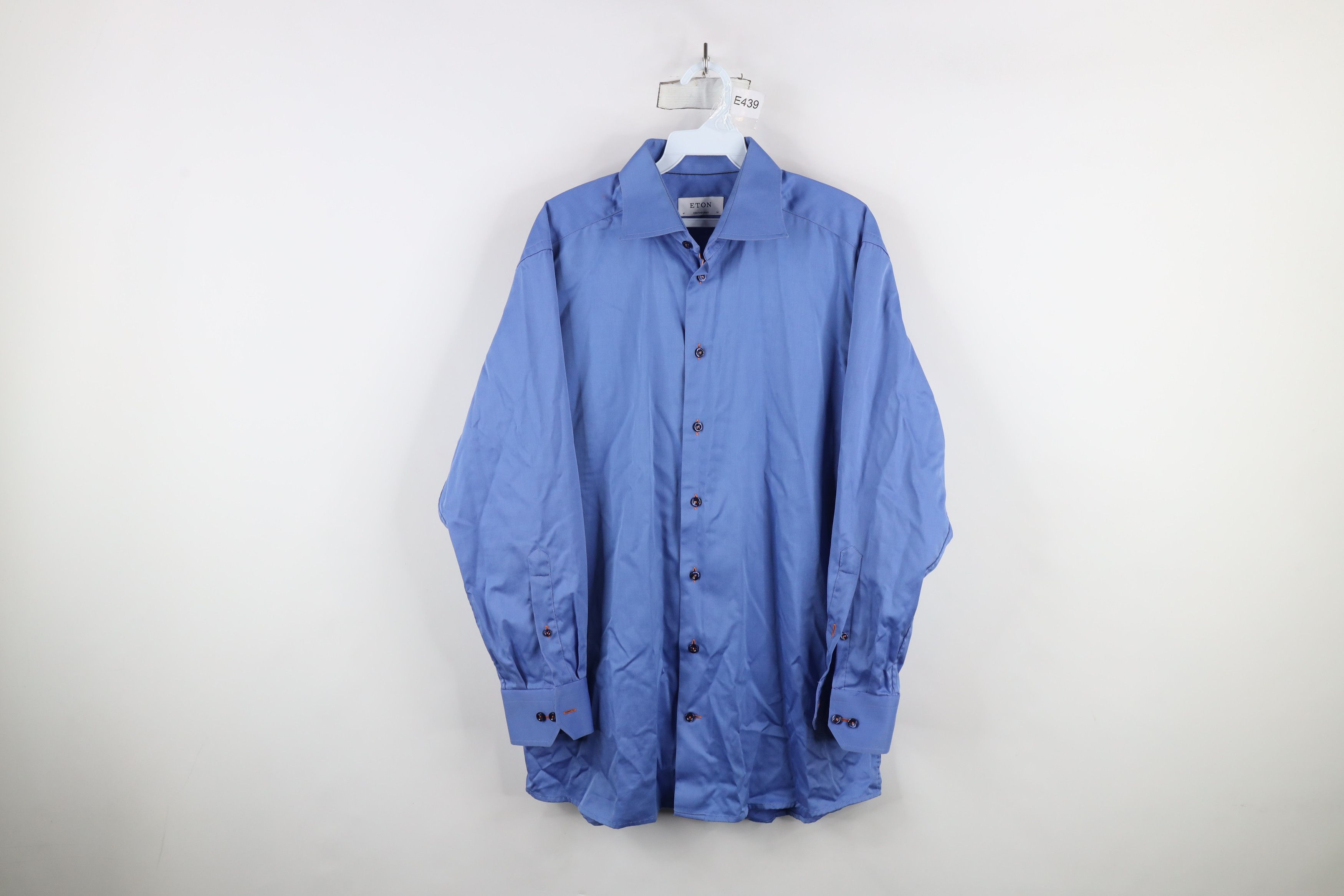 Eton × Vintage Eton Contemporary Long Sleeve Button Shirt Blue Cotton Size US M / EU 48-50 / 2 - 1 Thumbnail