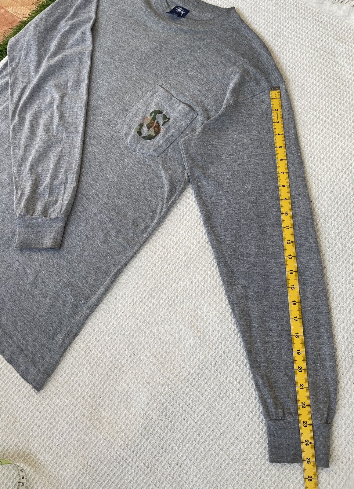 Stussy Vintage 90s Sun Faded🔥STUSSY CAMO USA🔥Logo Pocket L/S Tshirt Size US L / EU 52-54 / 3 - 14 Thumbnail