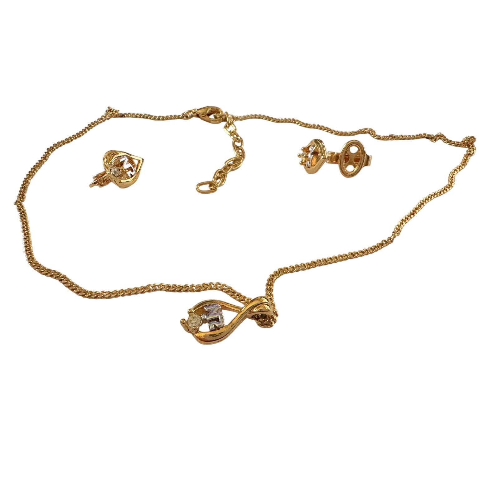 Nina Ricci Nina Ricci Necklace nad Earrings Set NR Rhinestone Size ONE SIZE - 2 Thumbnail