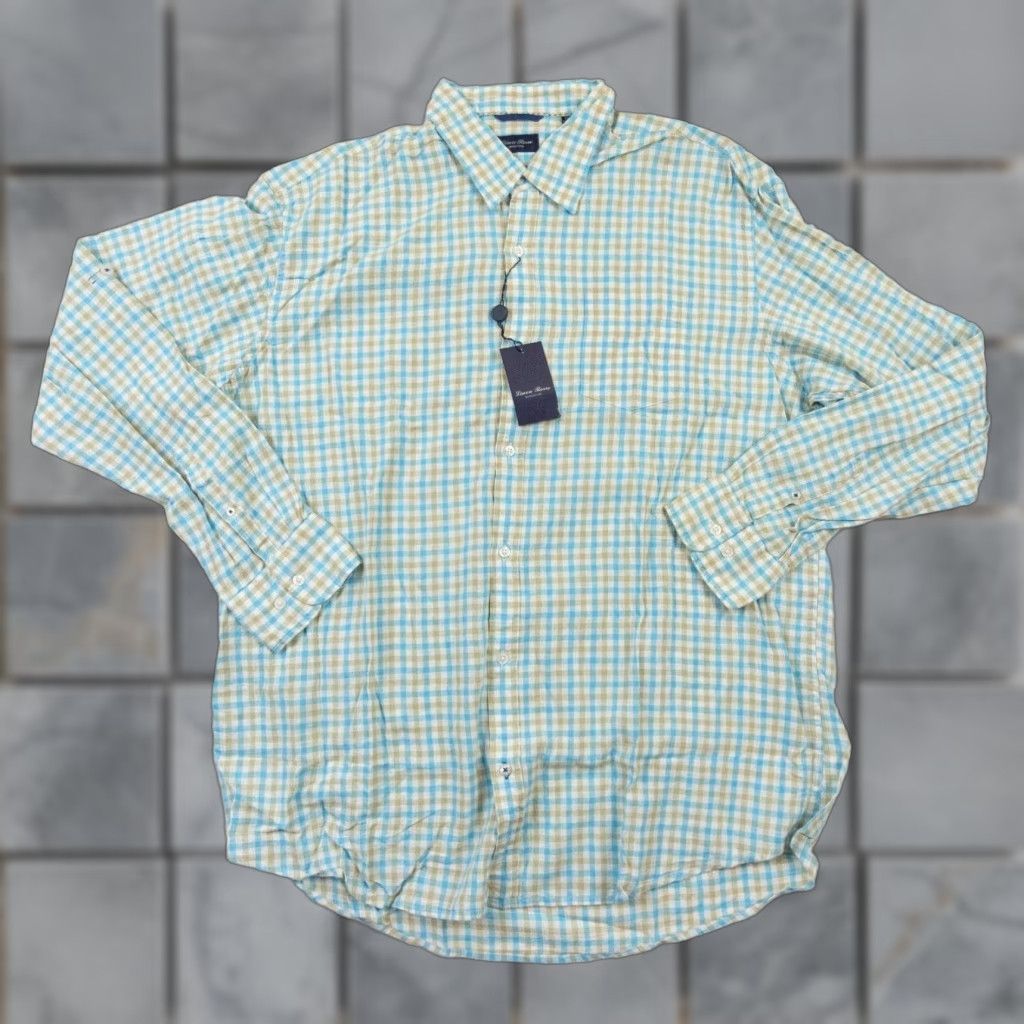 Vintage Linea Rossa Shirt 2XL Blue Linen Cotton Button-Down Collared Long Sleeve Regular Fit Mens Size US XXL / EU 58 / 5 - 1 Thumbnail