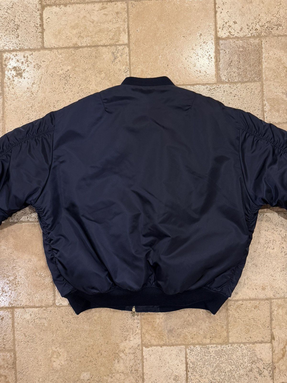 Prada Prada Re-Nylon Gold Logo Navy Blue Oversized Bomber Jacket Size US M / EU 48-50 / 2 - 12 Thumbnail