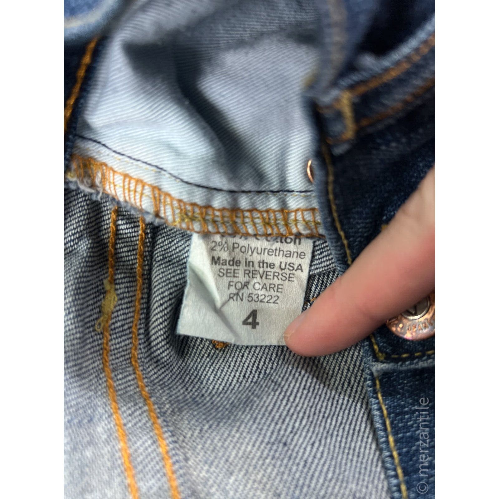 Vintage David Kahn Jeans Women 4 Blue Denim 26 in Waist 30 in Inseam 5-Pocket Embroidered Logo Straight Cotton Size 27" / US 4 / IT 40 - 5 Thumbnail