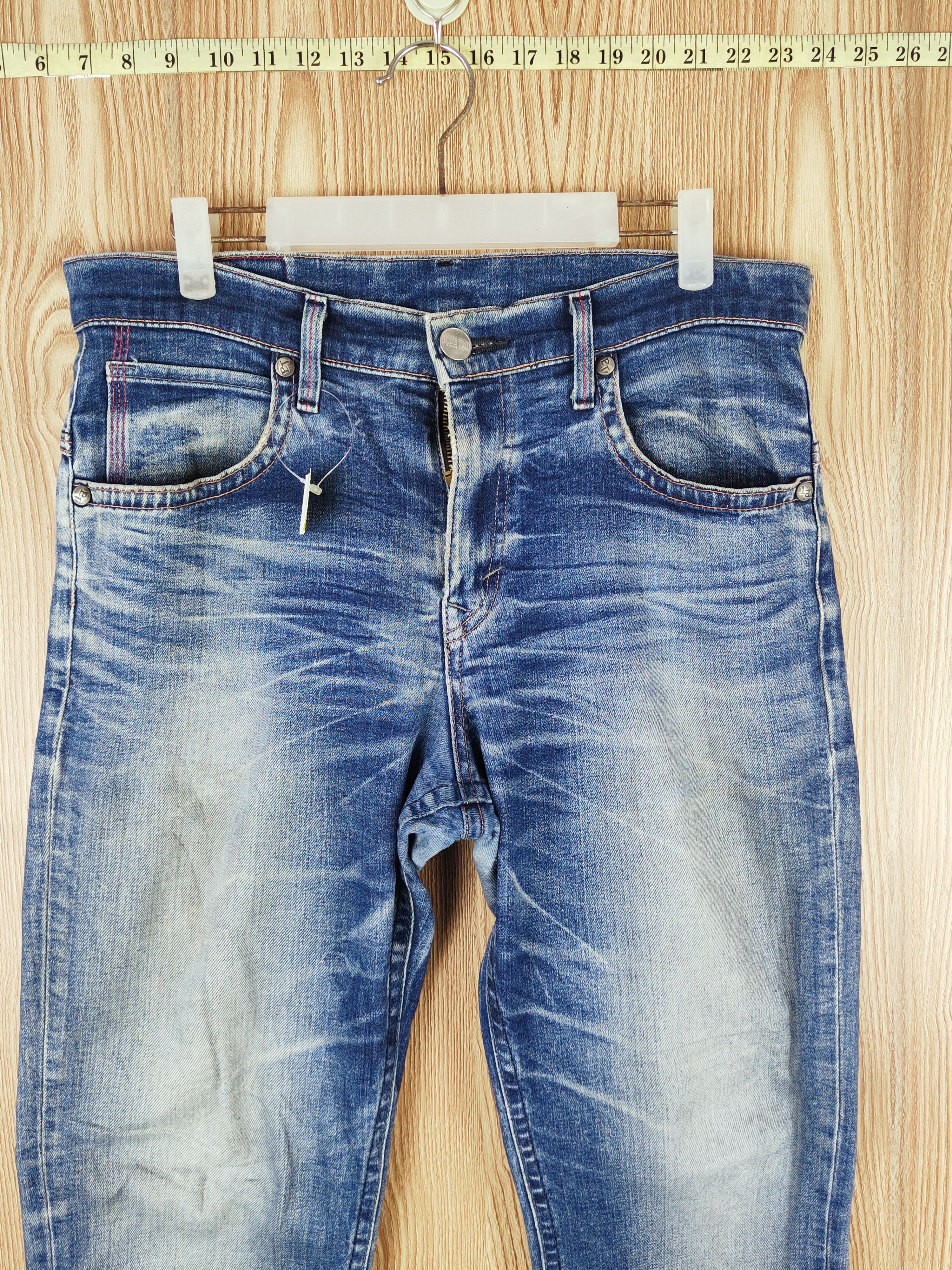 Edwin Edwin Blue Faded Distressed Ripped Jeans #S2737 Size US 33 - 2 Thumbnail