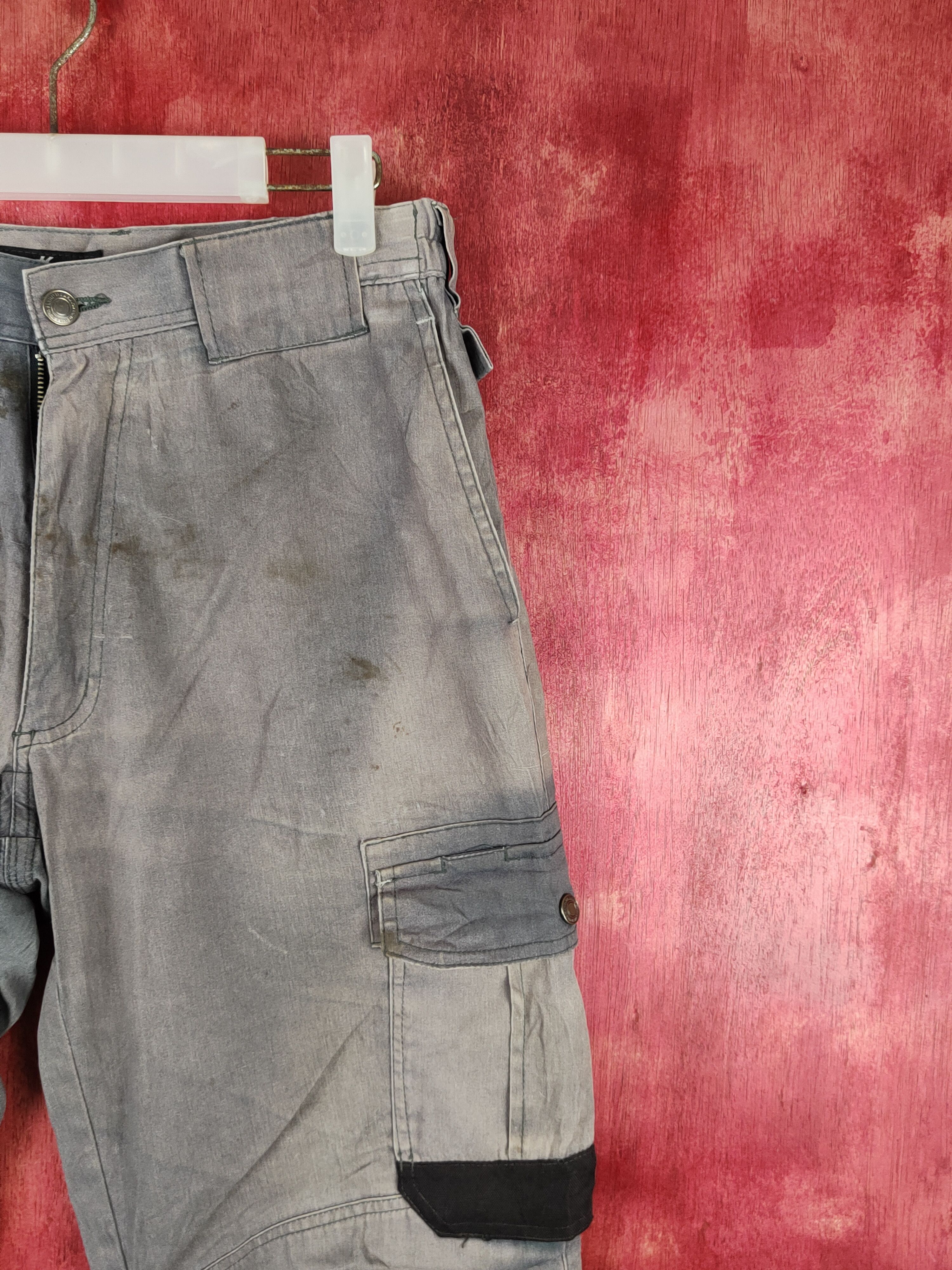 Japanese Brand Hard Wearing Gray Faded Multipocket Cargo Pants #S1793 Size US 31 - 6 Thumbnail