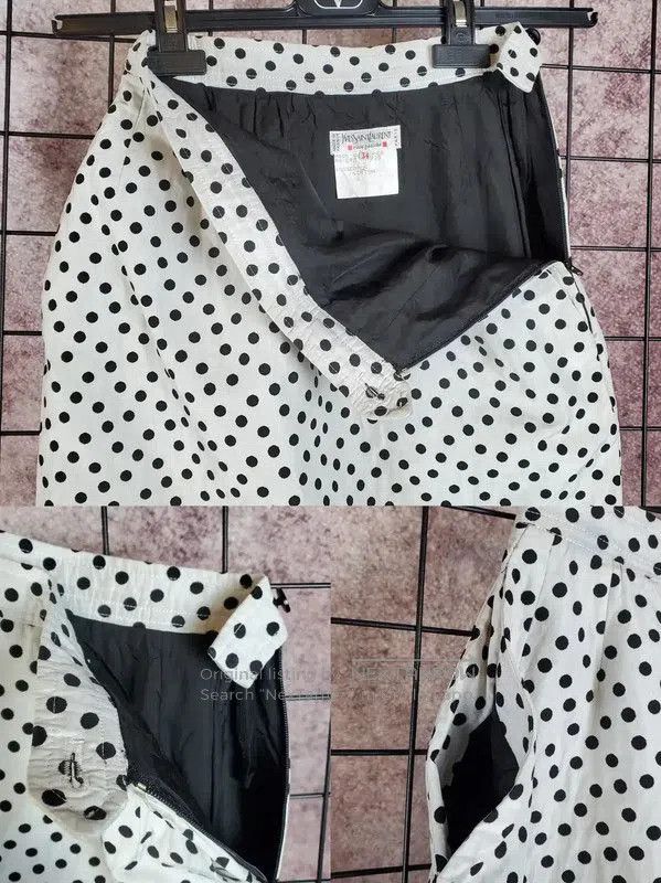 Yves Saint Laurent YSL White Polka Dot Mini Skirt . Size 22" - 3 Thumbnail
