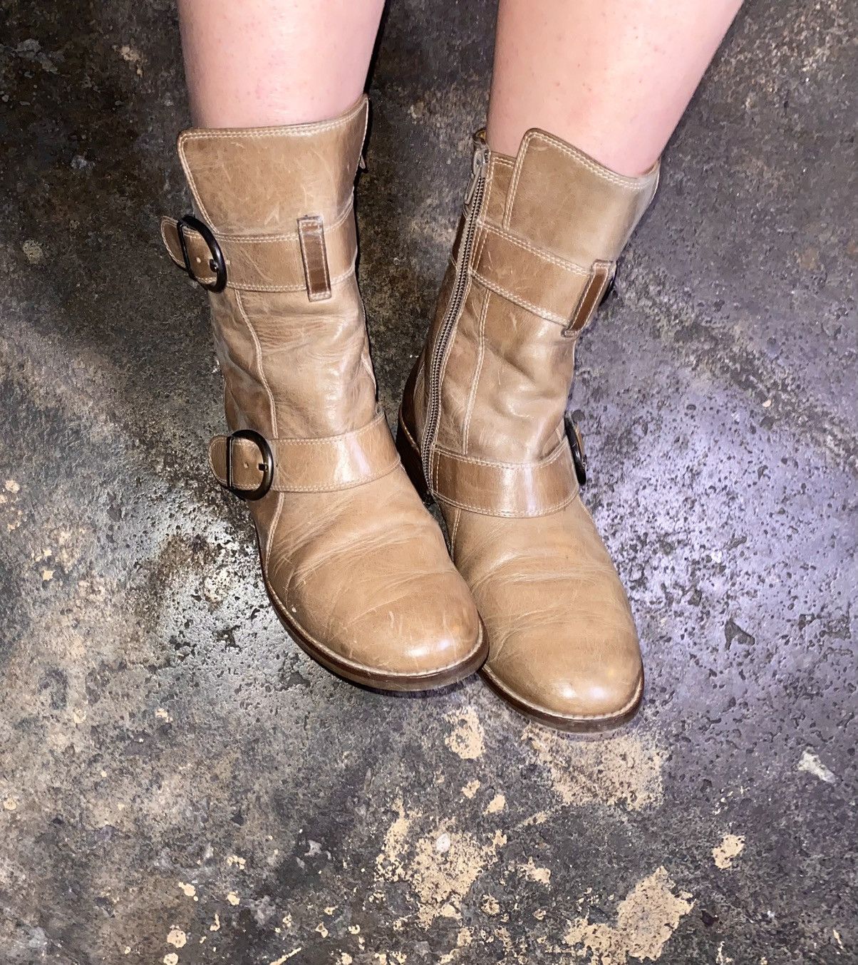 Avant Garde Japanese Y2K Leather Strapped Belted Boots Shoes in Brown, Women's (Size 7)