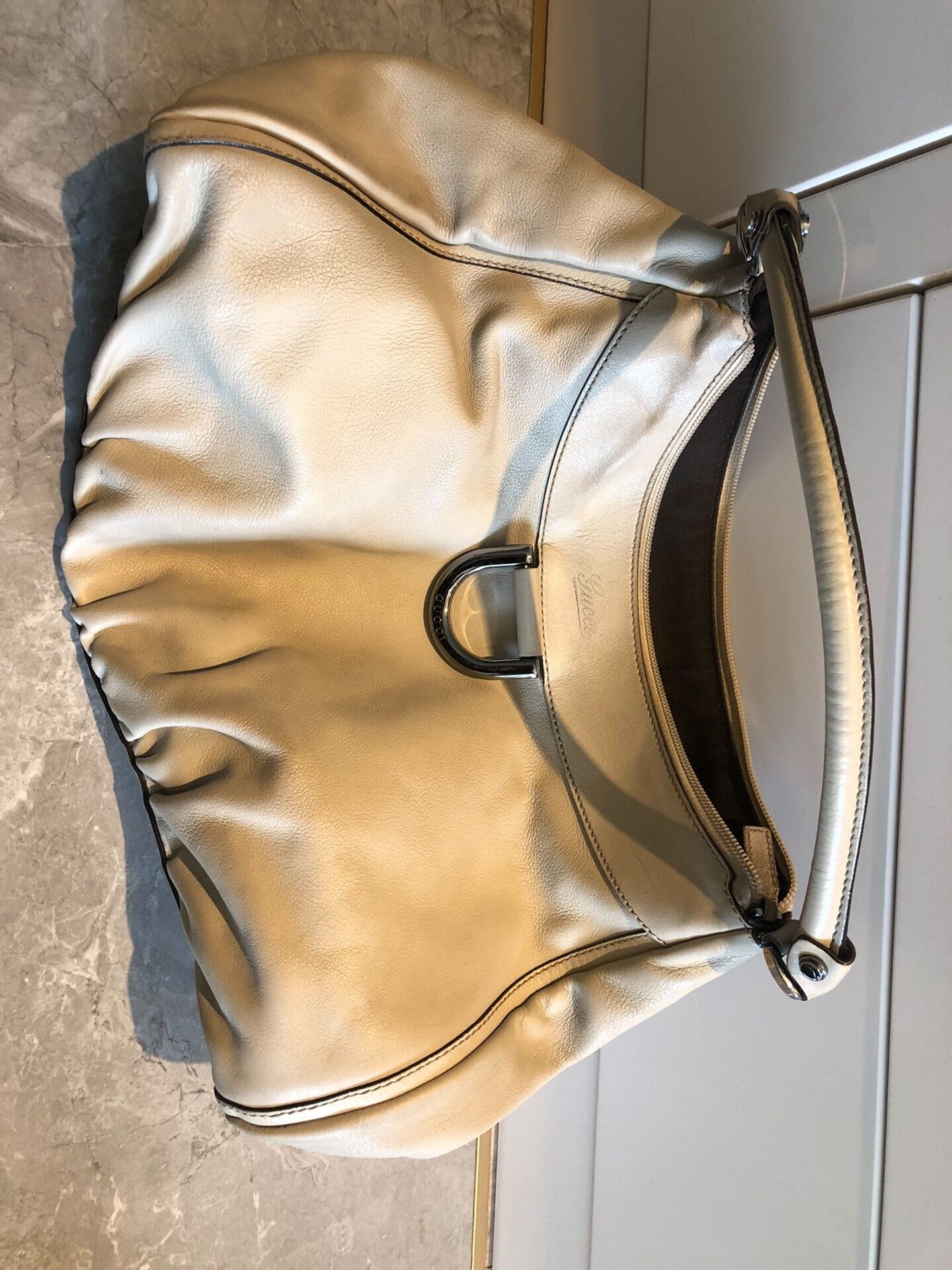 Gucci Beige Calf Leather Large Crescent Underarm Bag