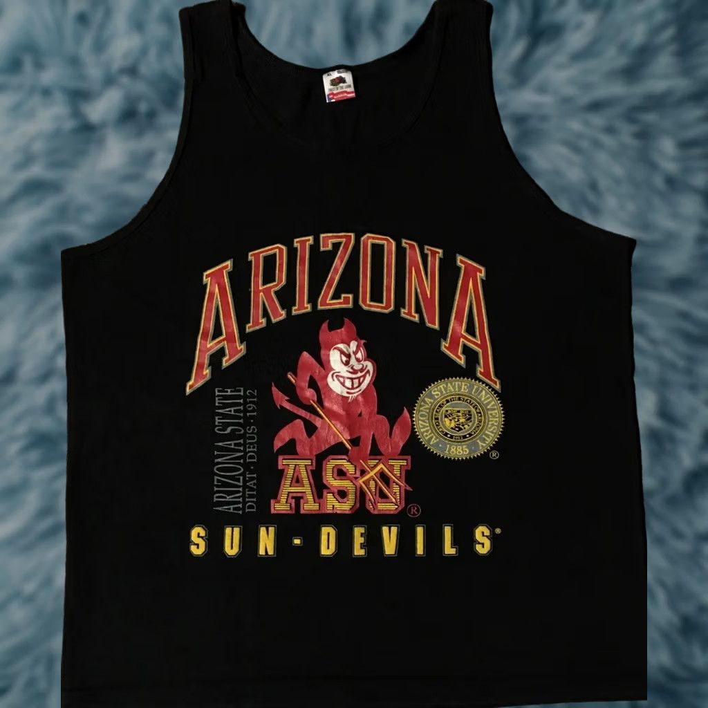 Vintage VINTAGE ASU Sun Devils Tank Top Shirt XL Black USA Single Stitch 90s 80s College Track Grunge Hip Hop Punk Retro University Sun Devils Mens Tank Top Size US XL / EU 56 / 4 - 1 Thumbnail