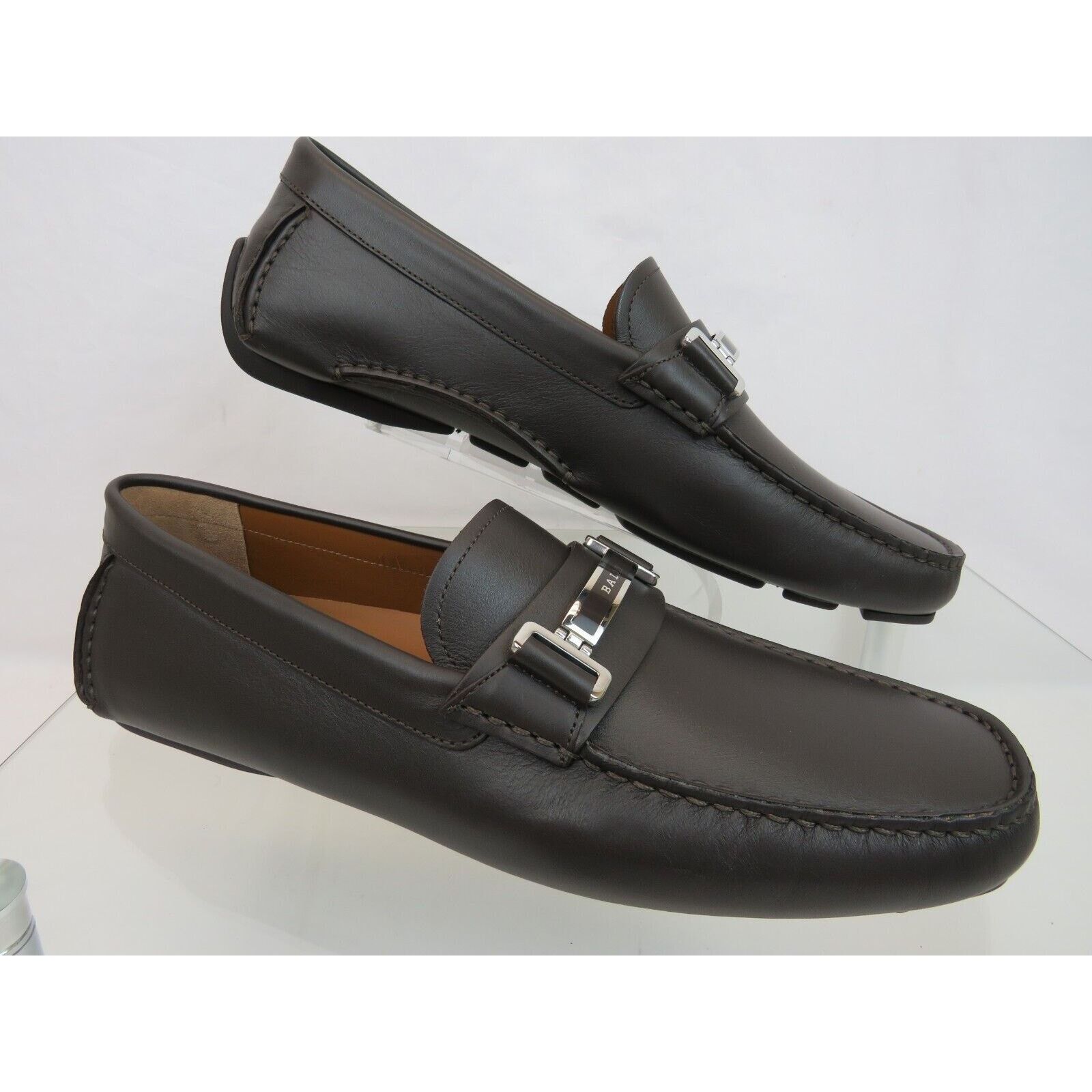 Bally BALLY DRULIO BROWN LEATHER METAL LOGO DRIVING LOAFERS 11 D Size US 11 / EU 44 - 8 Thumbnail