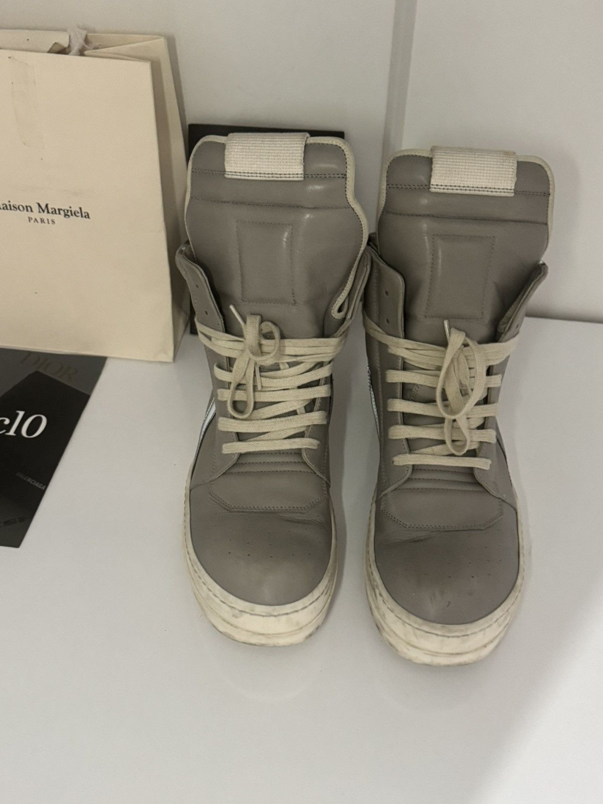 Rick Owens ✅Rick owens Geobasket grey white 40 Size US 7.5 / EU 40-41 - 5 Thumbnail