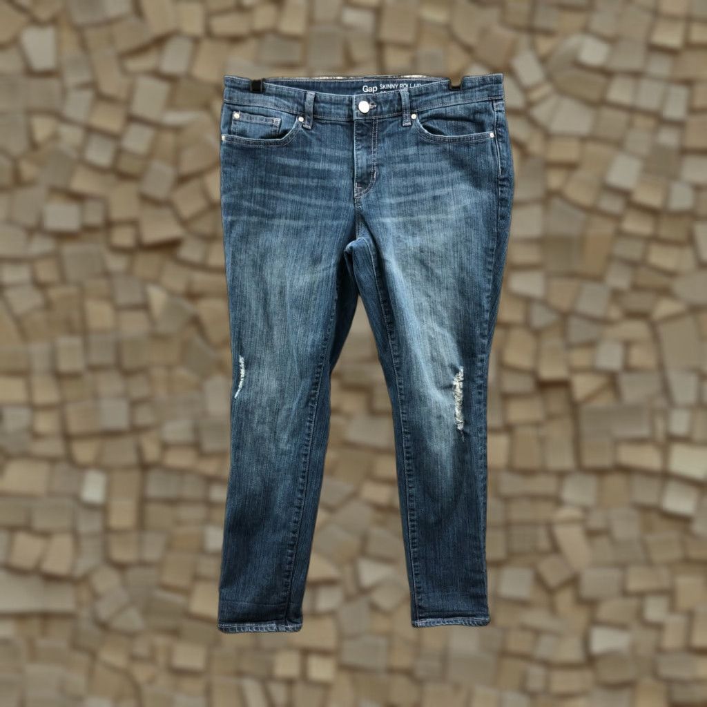 Gap Gap Jeans Skinny Roll Up Size 10 Womens Mid Rise Medium Wash Blue Denim Size 32" / US 10 / IT 46 - 1 Thumbnail