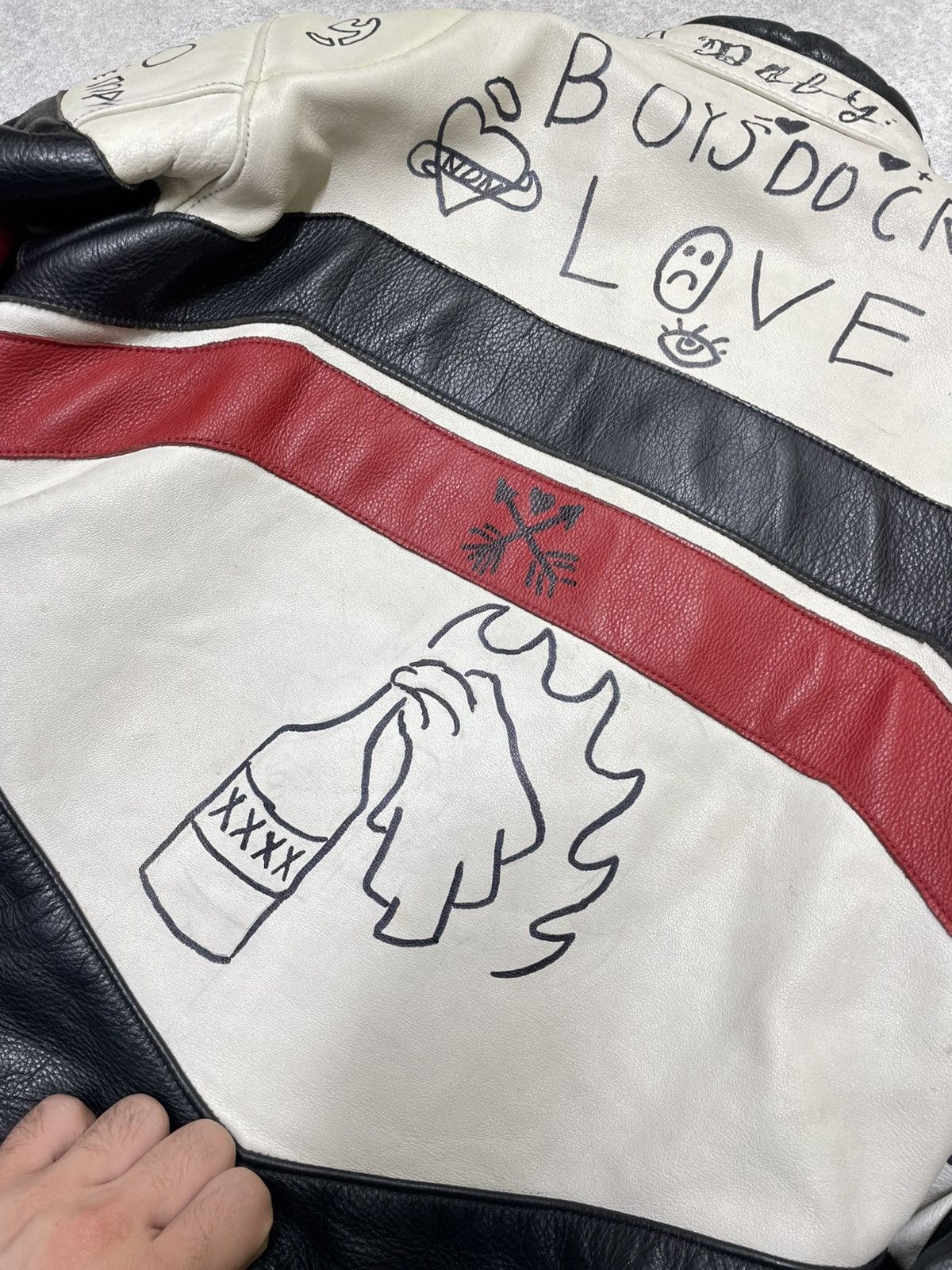 NASCAR Y2K Japan Custom Lil Peep Leather Moto Jacket Size US M / EU 48-50 / 2 - 12 Thumbnail