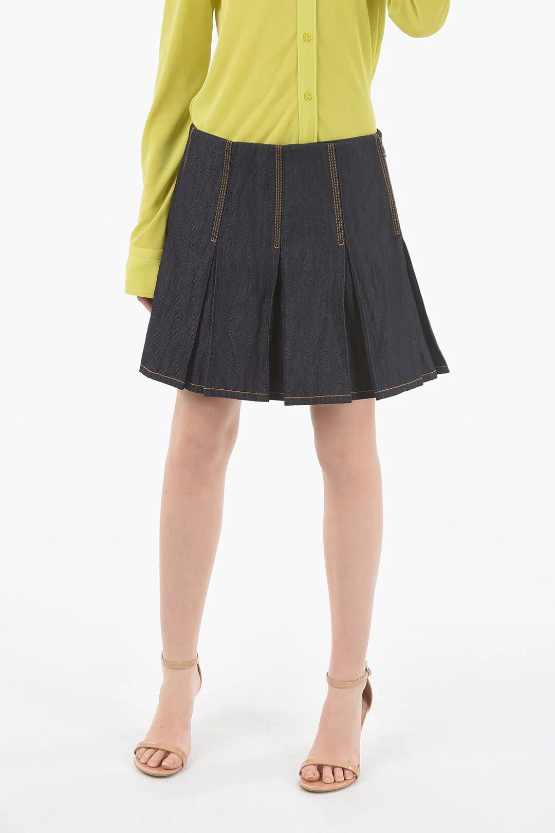 Bottega Veneta og1mm0426 Denim Mini Skirt in Blue Size 26" / US 2 / IT 38 - 1 Thumbnail