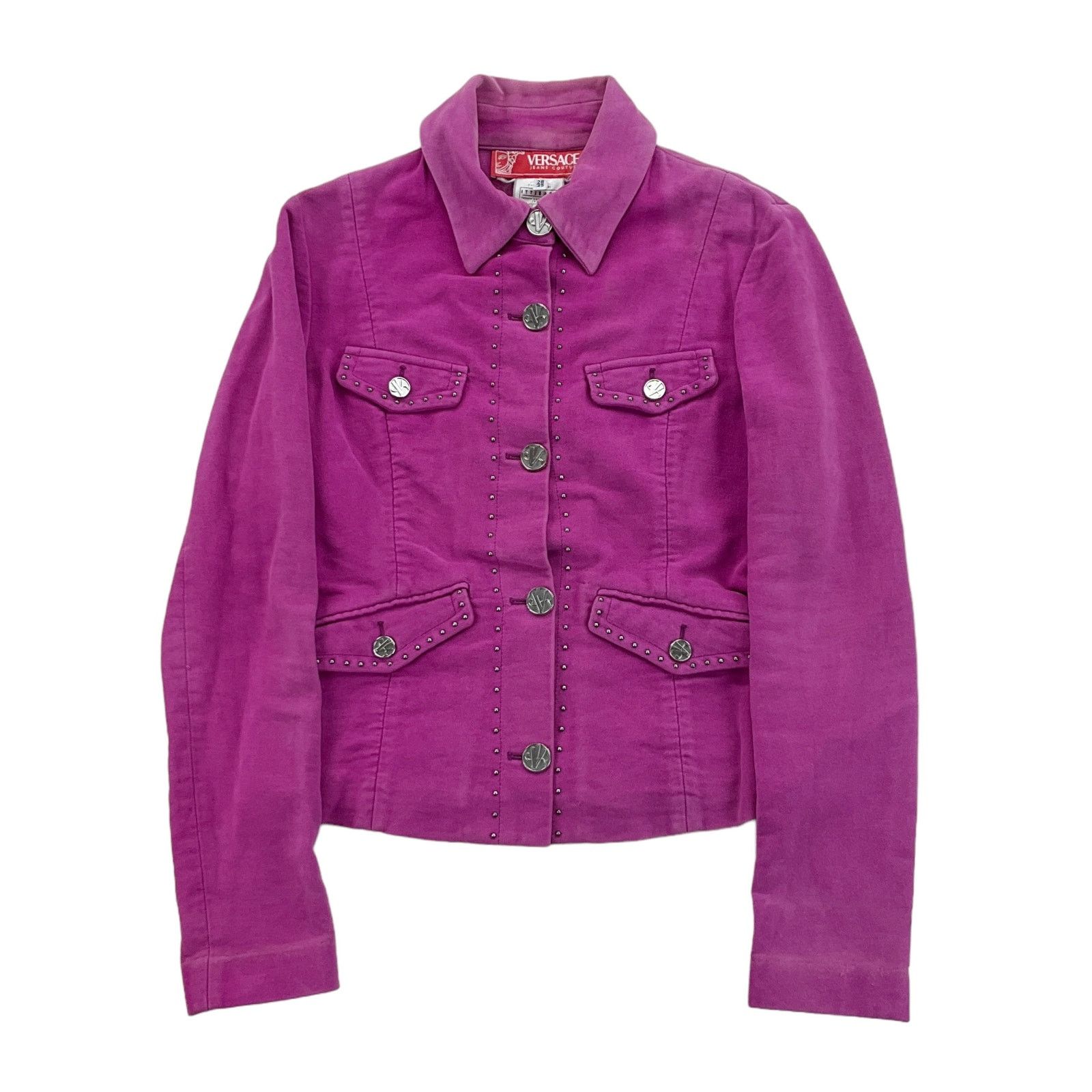 Versace Vintage RARE Versace 90s Button Jacket - Womens Small pink Size S / US 4 / IT 40 - 1 Thumbnail