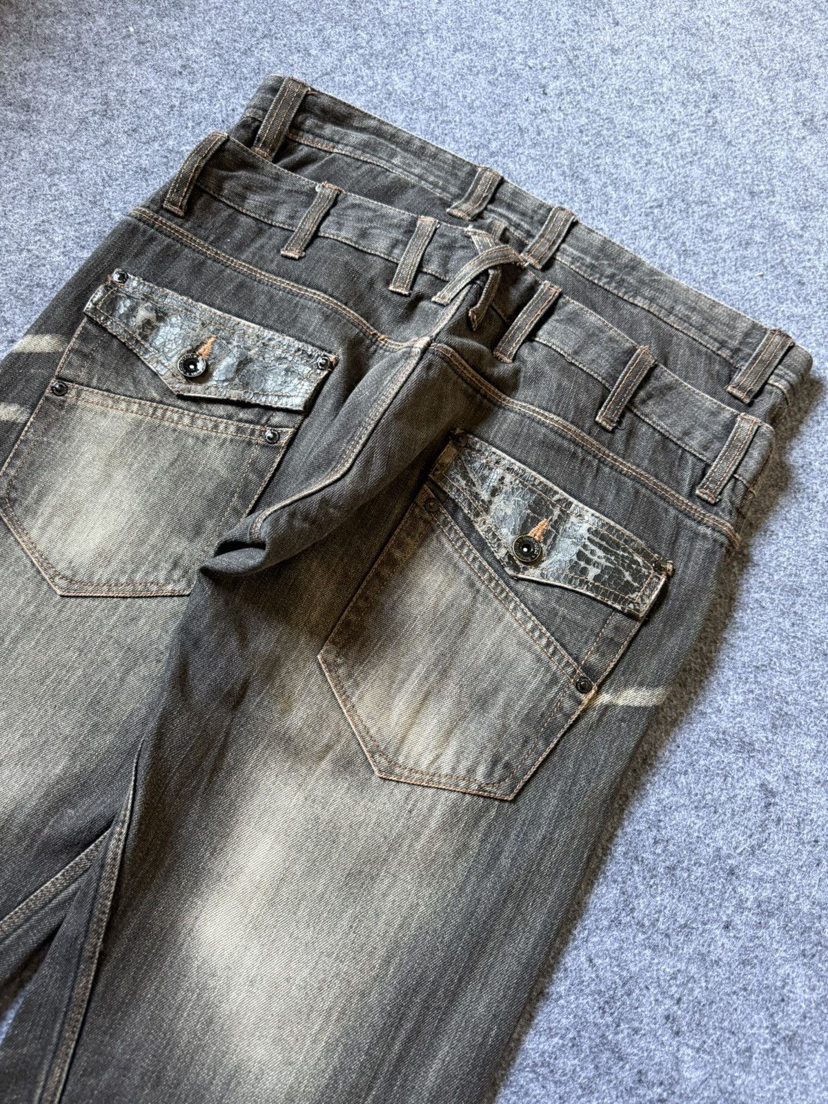 If Six Was Nine Double Focus Japan Asymmetrical Double Waist Flared Jeans Size US 30 / EU 46 - 7 Thumbnail