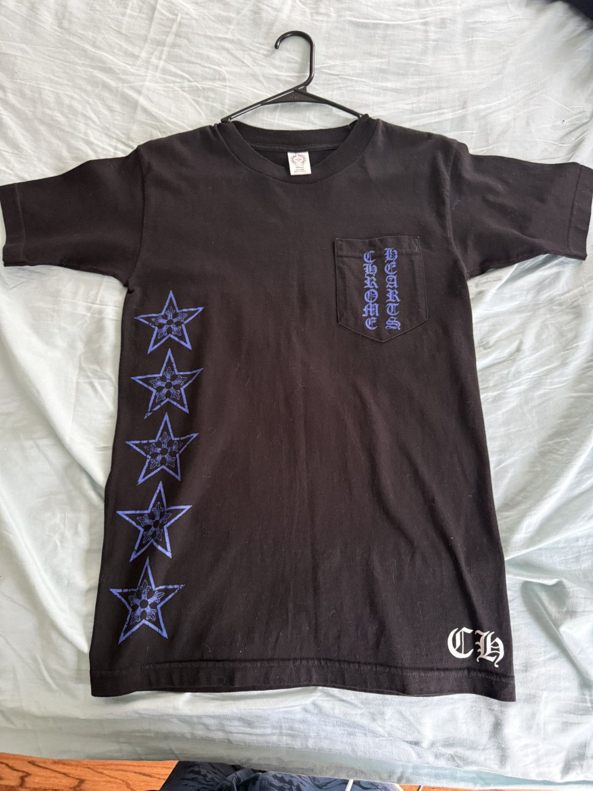 chrome heart blue t logo shirt