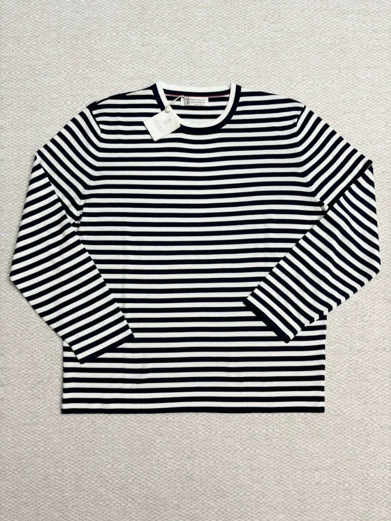 Brunello Cucinelli Brunello Cucinelli Striped Knit Top Size US L / EU 52-54 / 3 - 1 Thumbnail