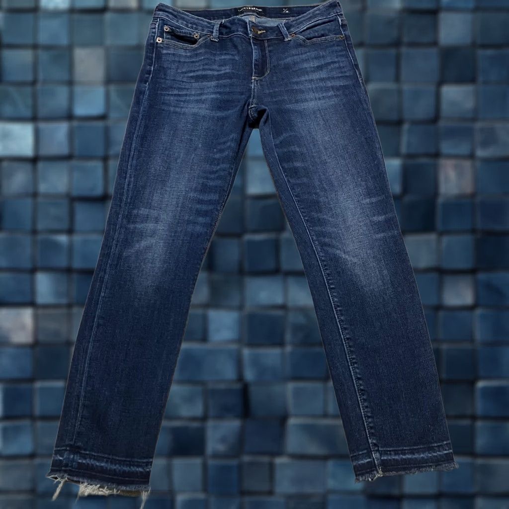 Lucky Brand Lucky Brand Lolita Skinny Jeans - Blue Denim Dark Wash Crop - Womens Size 6 Skinny Regular 28 Inseam 5-Pocket Stitch Button Zip Low Rise Size 28" / US 6 / IT 42 - 1 Thumbnail