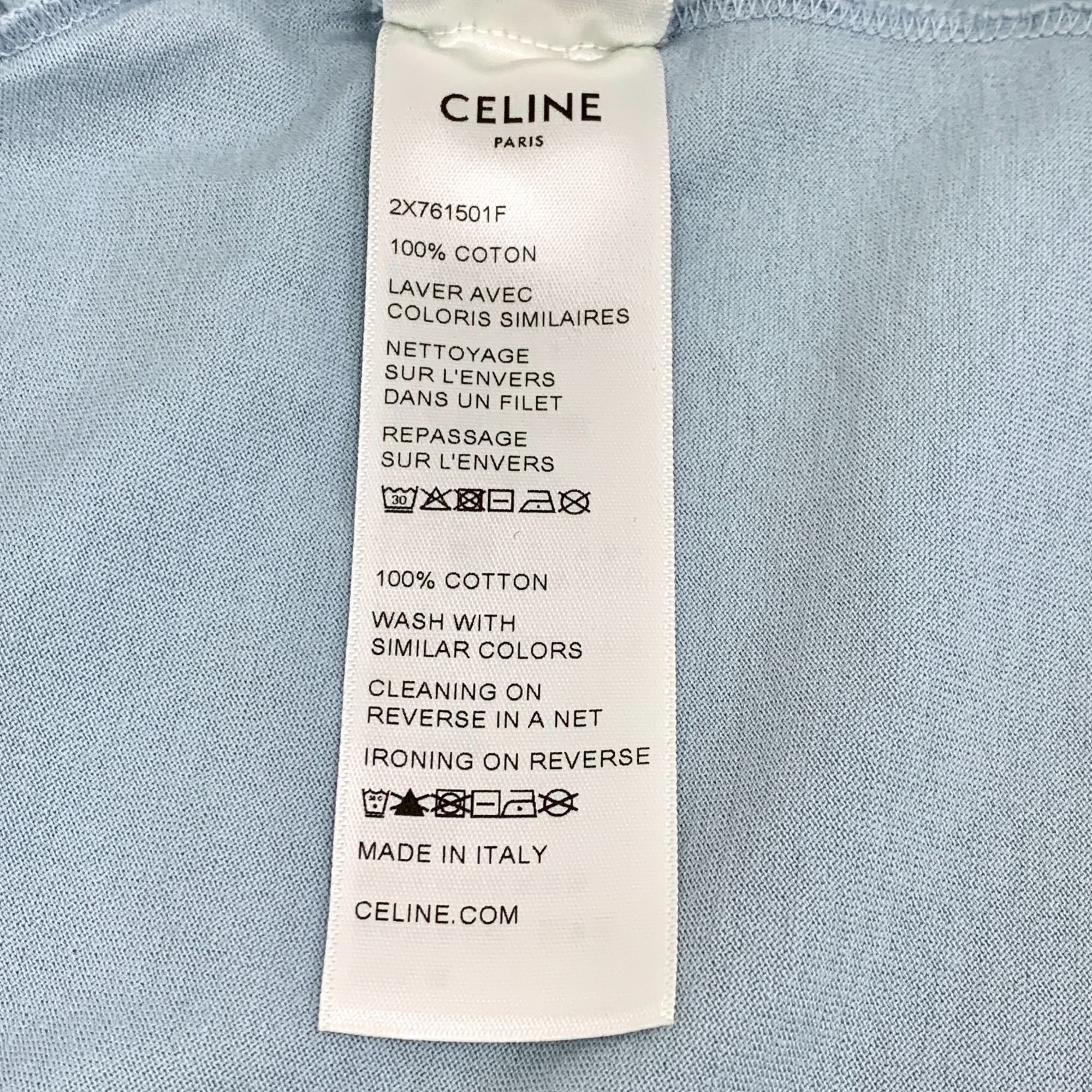 Celine Celine Light Blue Letter Printed Cotton Round-Neck Short-Sle Size M / US 6-8 / IT 42-44 - 3 Thumbnail