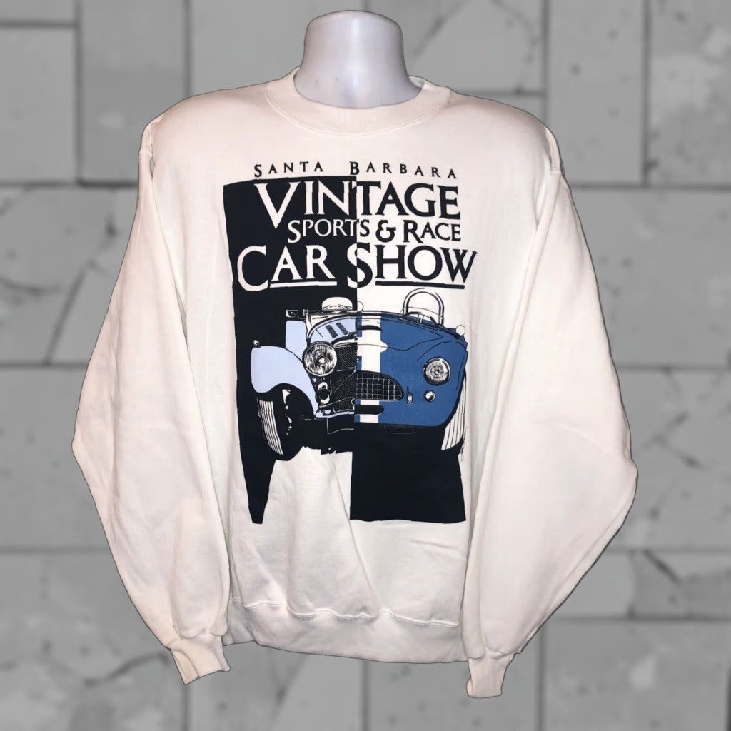 Vintage VINTAGE Santa Barbara Sports Cars Show Pullover Sweatshirt Adult XL White Mens Size US XL / EU 56 / 4 - 1 Thumbnail