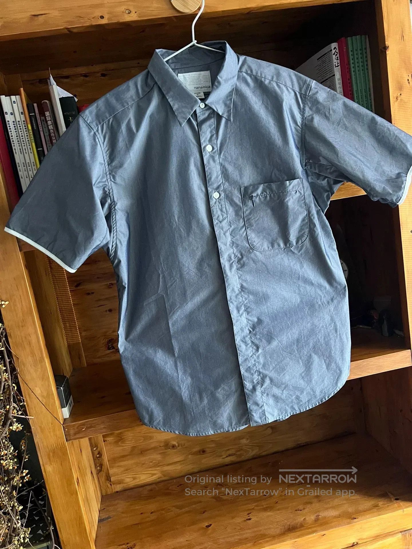 Nanamica gray blue short sleeve shirt for summer. Size US S / EU 44-46 / 1 - 2 Thumbnail