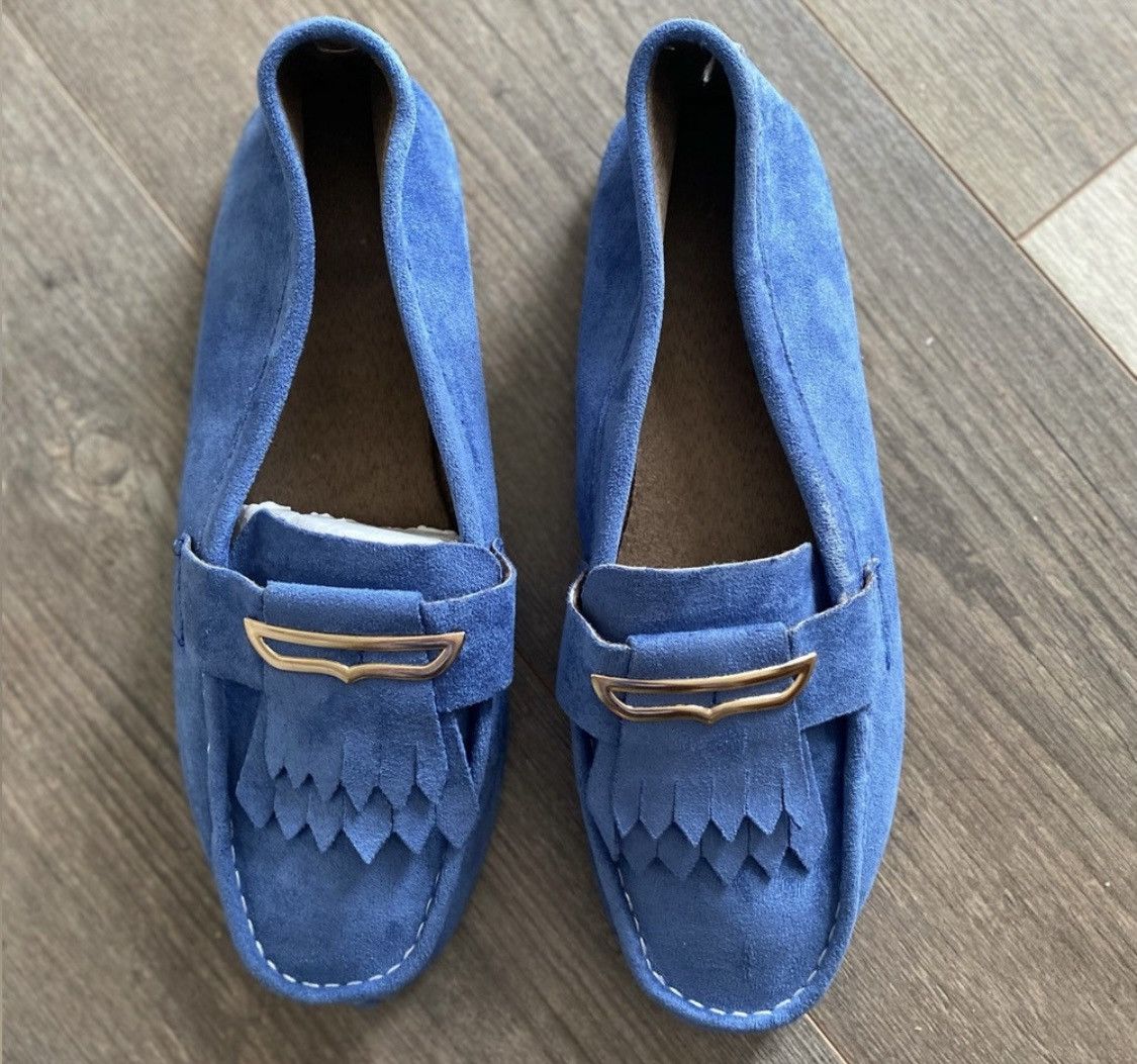 Other BLUE SUEDE LOAFERS FLATS SLIPON SHOES Size US 11 / IT 41 - 4 Thumbnail